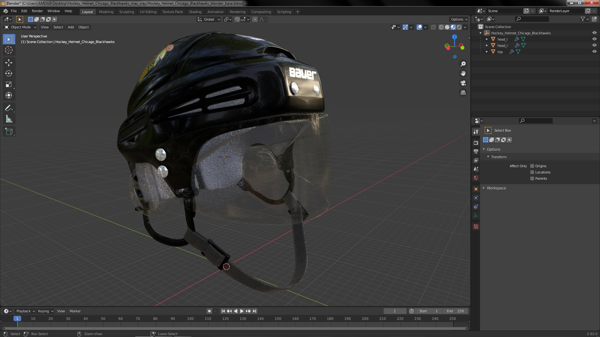 Hockey Helmet Chicago Blackhawks 3D