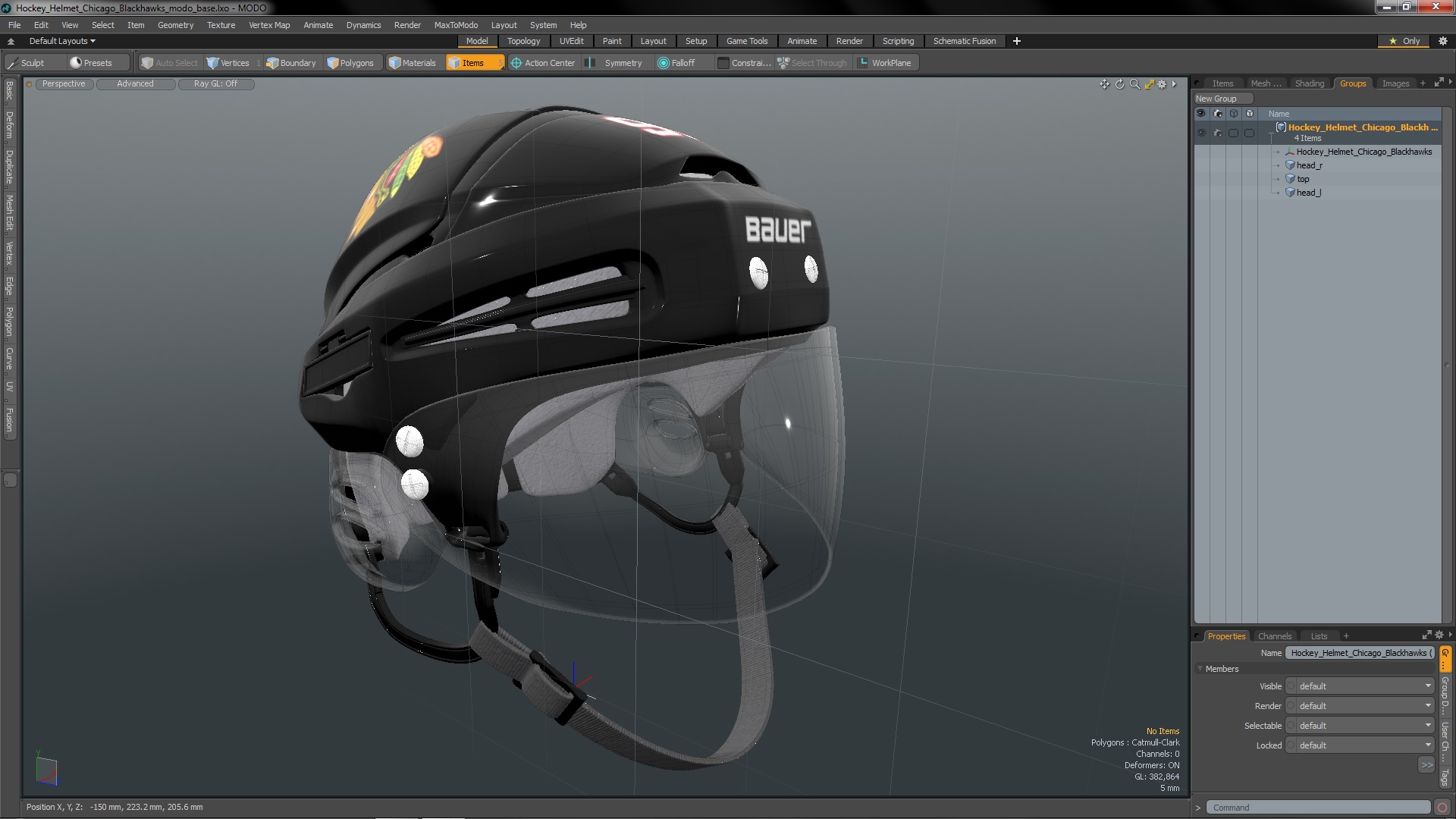 Hockey Helmet Chicago Blackhawks 3D