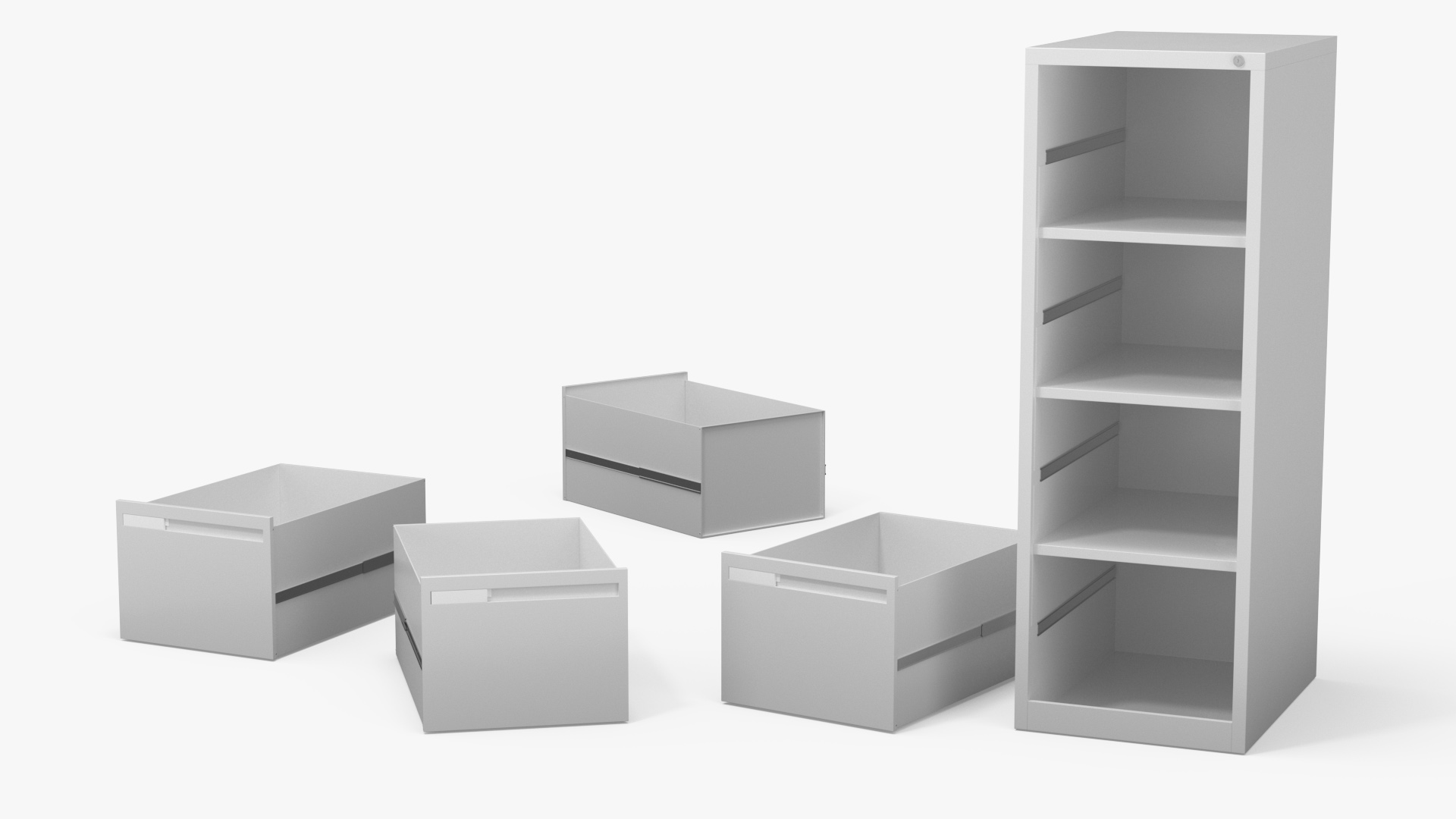 3D Filing Cabinet 4 Drawer Grey model