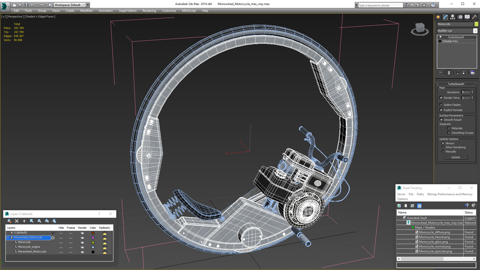 3D Monowheel Motorcycle White