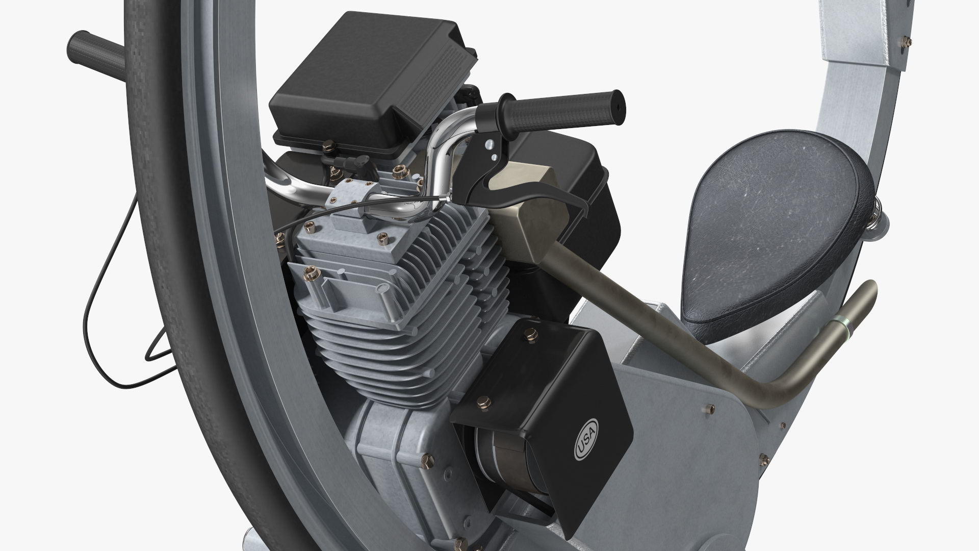 3D Monowheel Motorcycle White