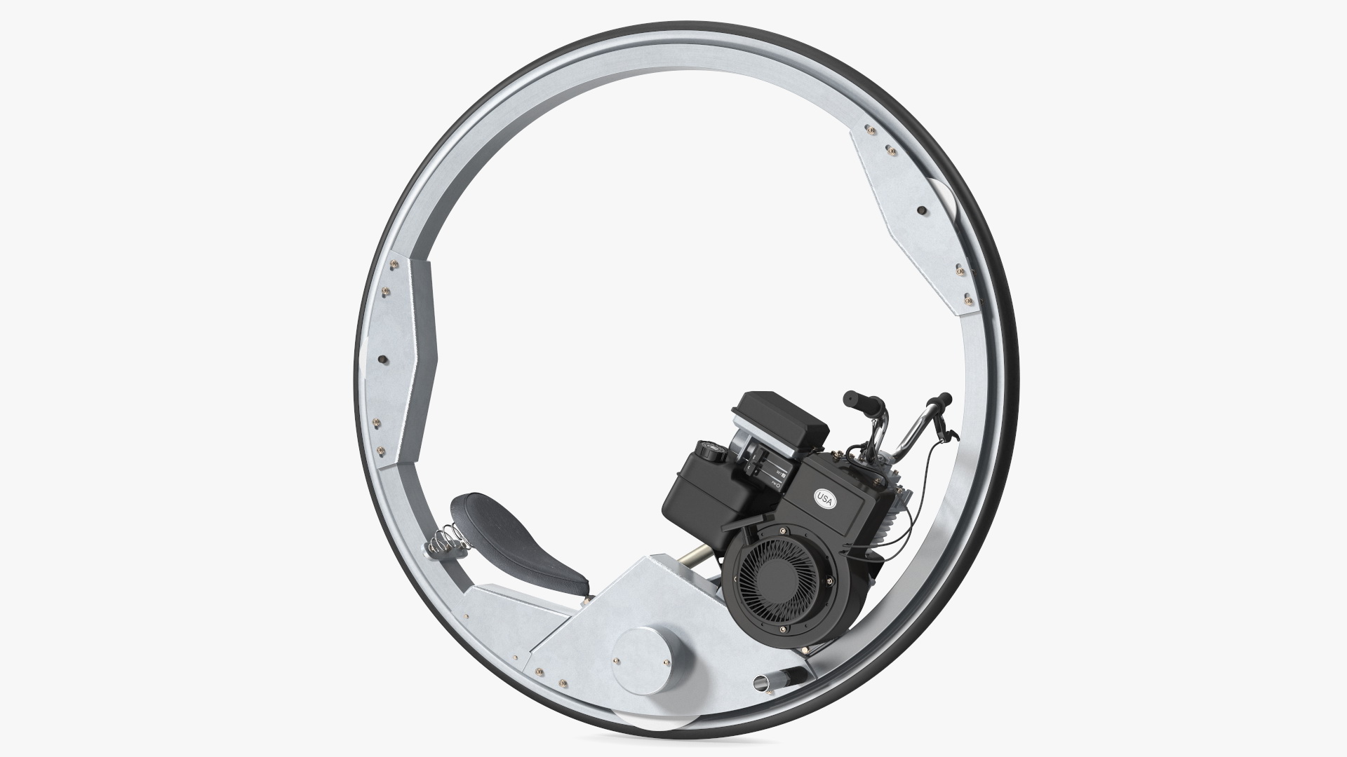3D Monowheel Motorcycle White