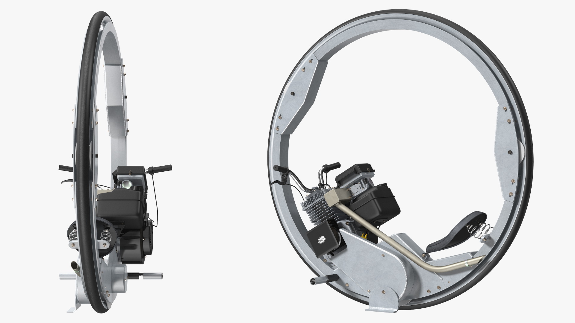 3D Monowheel Motorcycle White