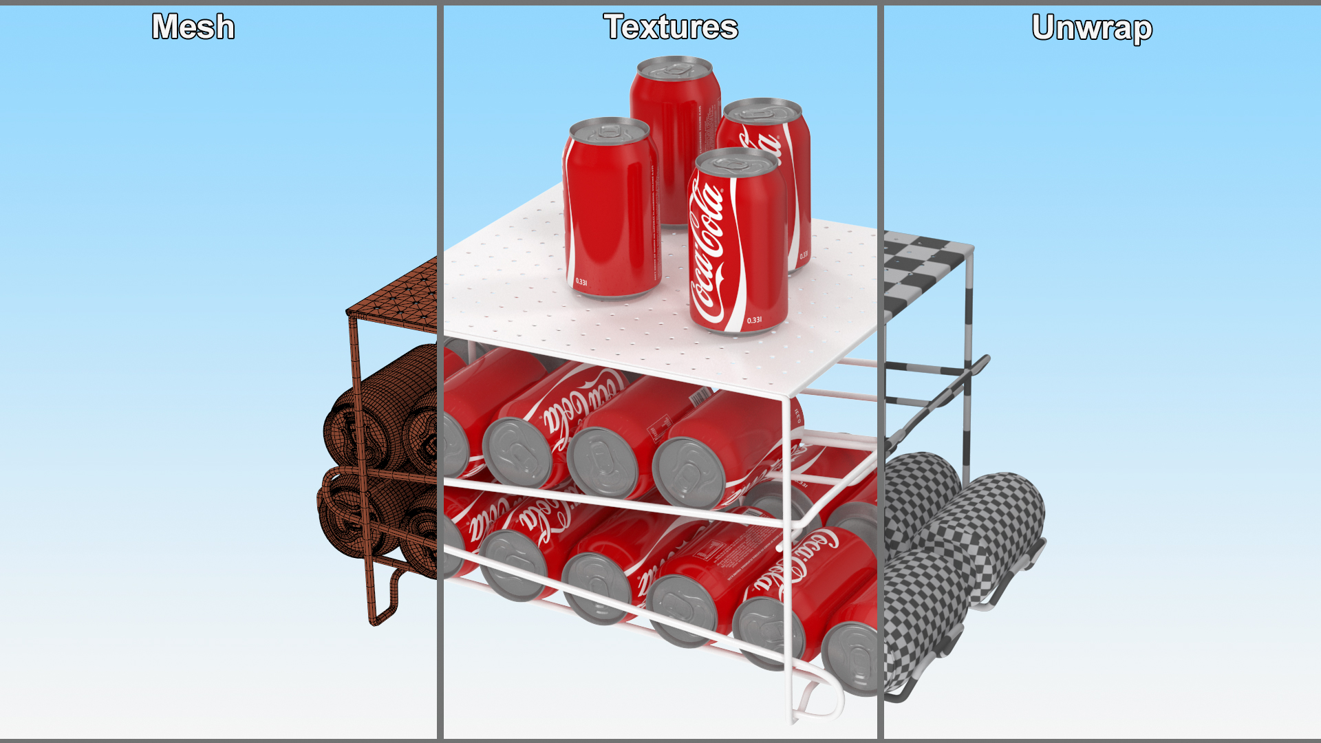 3D Stackable Soda Can Dispenser White with CocaCola Cans model