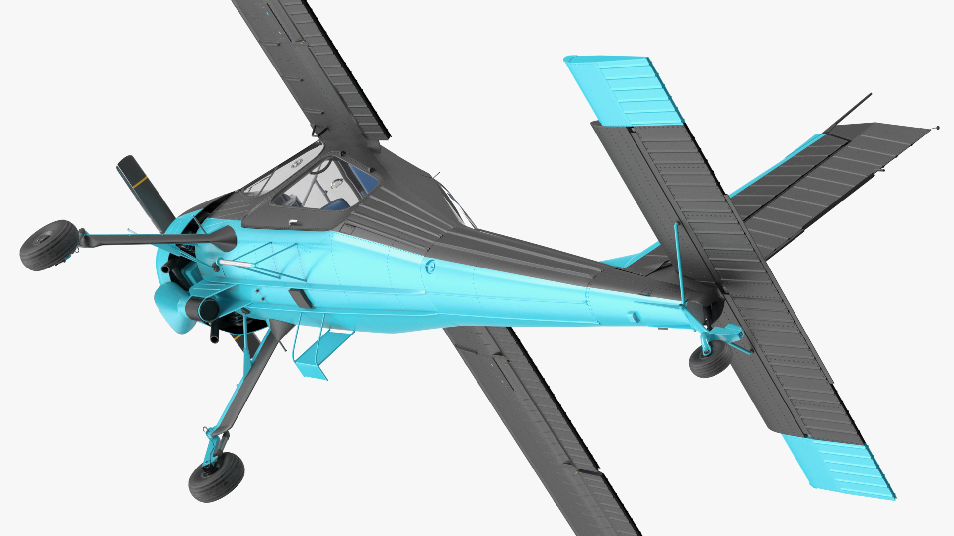 Single Engine Propeller Light Aircraft Black 3D model