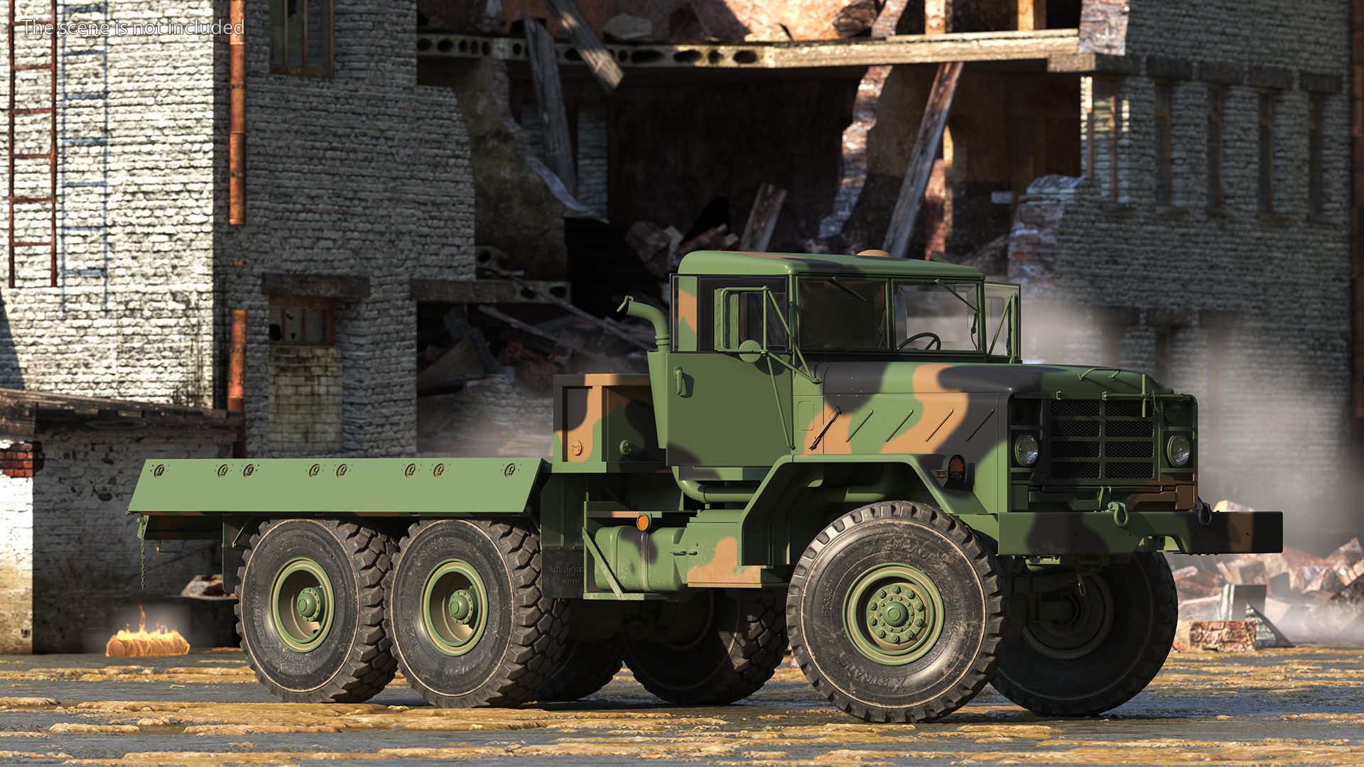 3D M939 Military Cargo Truck Green Rigged model