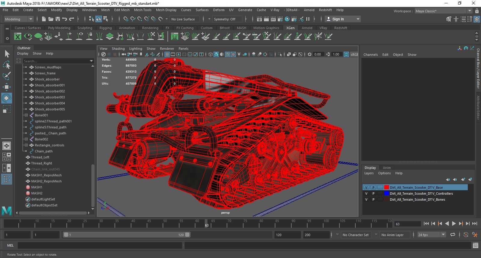 Dirt All Terrain Scooter DTV Rigged for Maya 3D model