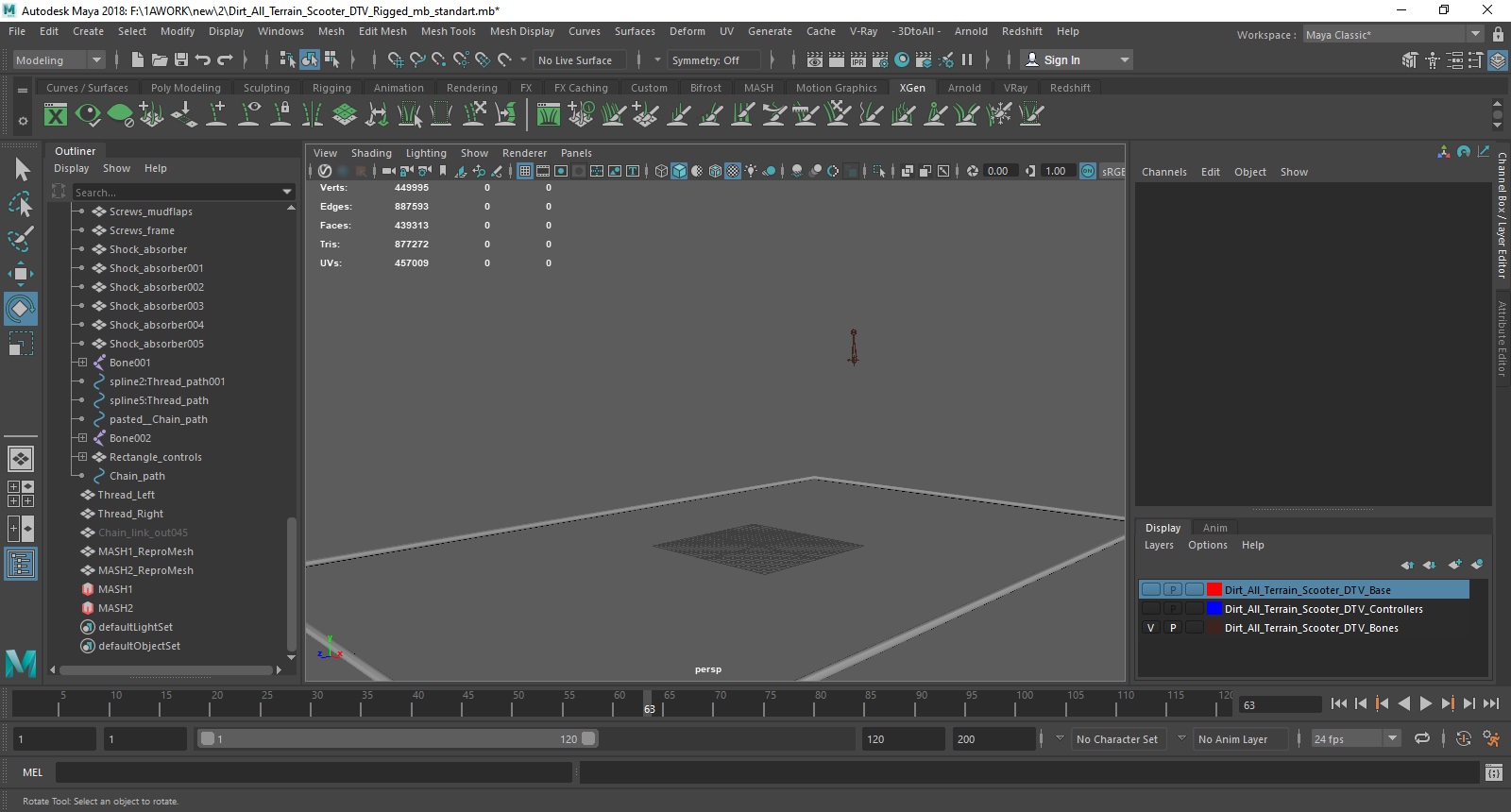 Dirt All Terrain Scooter DTV Rigged for Maya 3D model