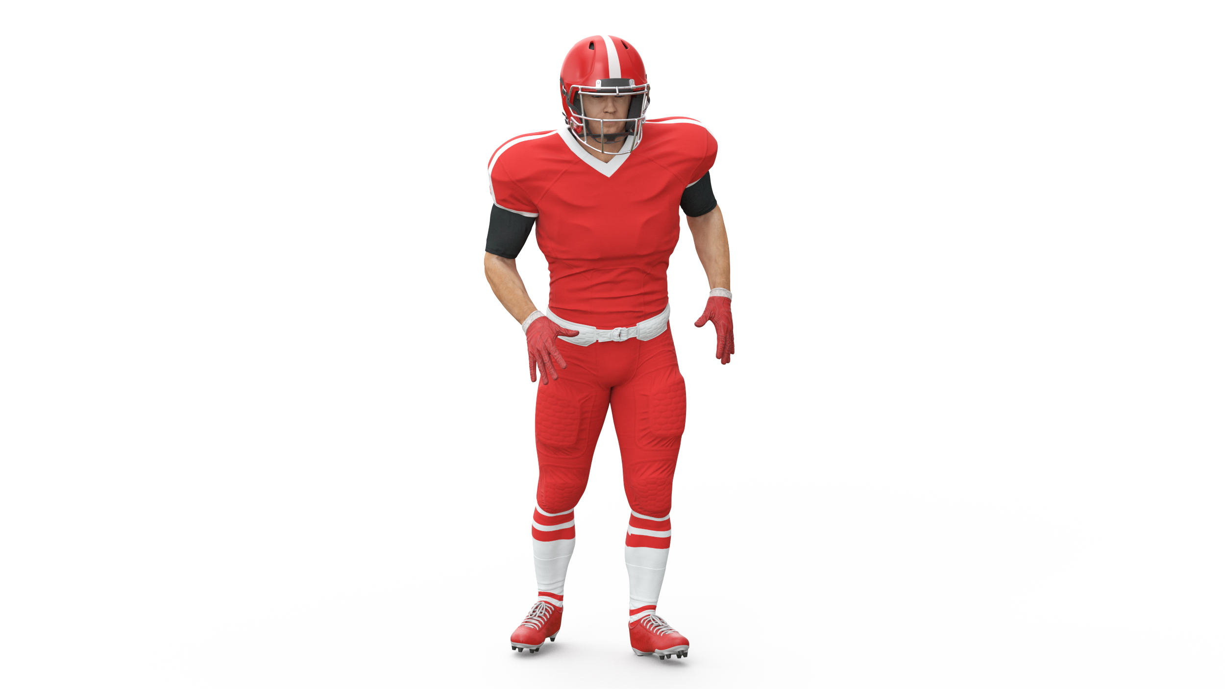 Red Uniform Football Player Rigged 3D model