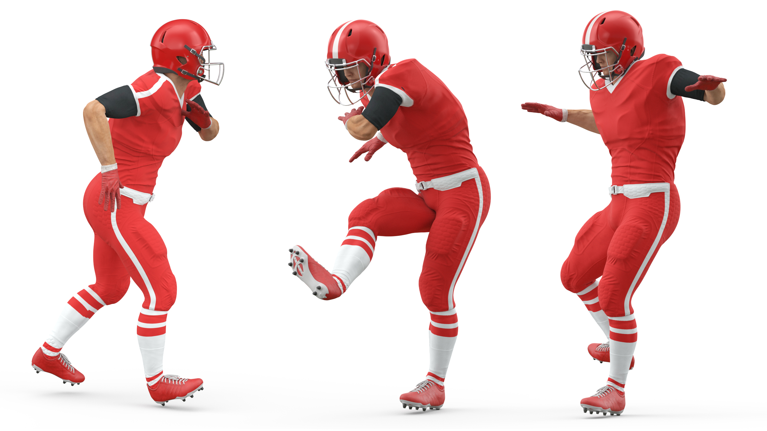 Red Uniform Football Player Rigged 3D model