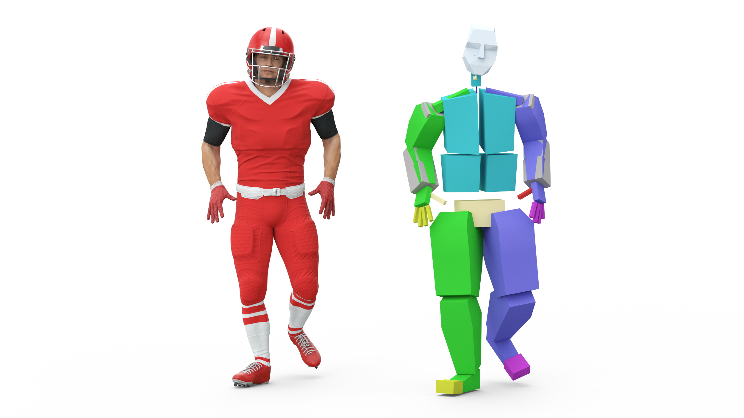 Red Uniform Football Player Rigged 3D model