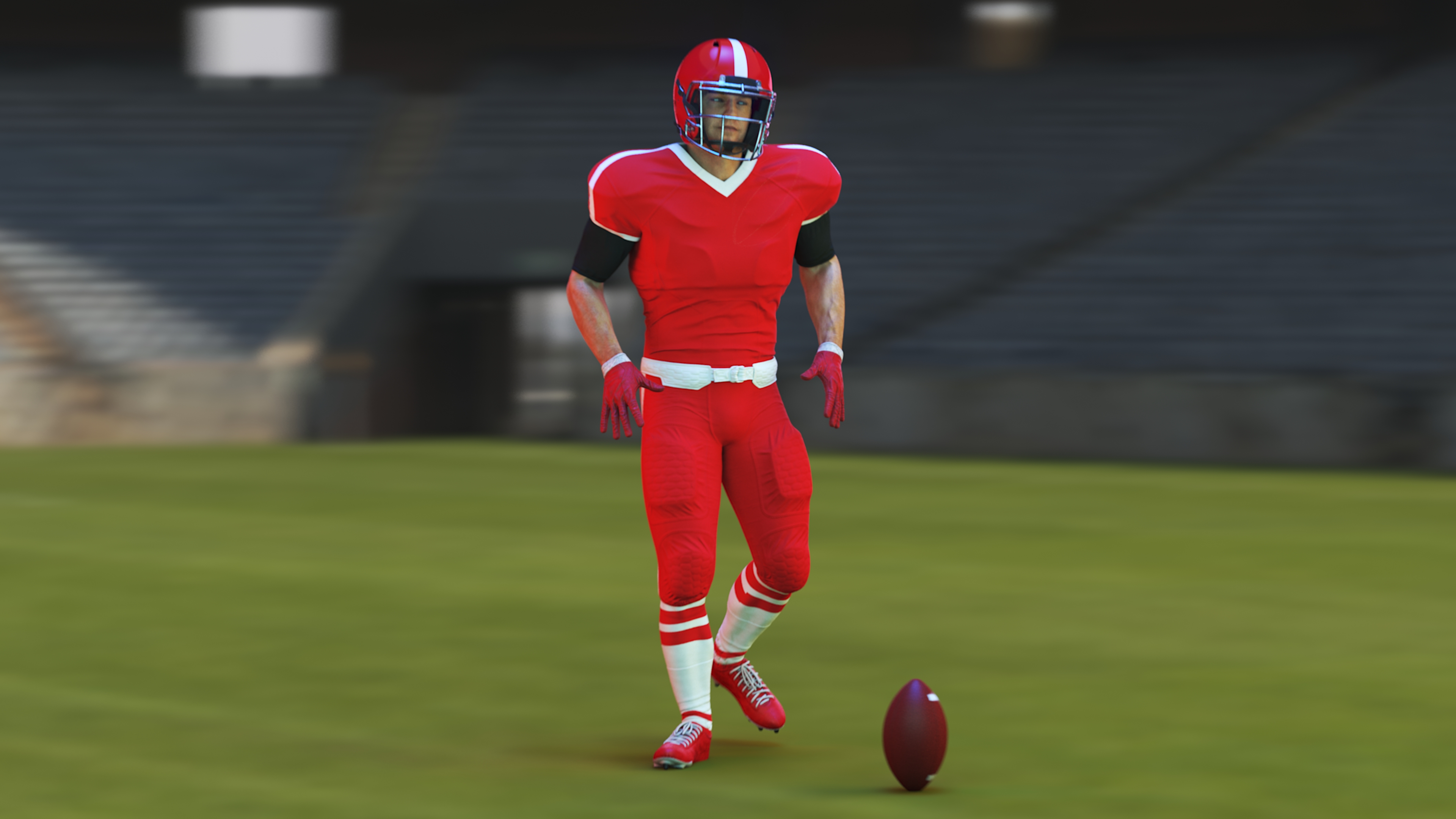 Red Uniform Football Player Rigged 3D model