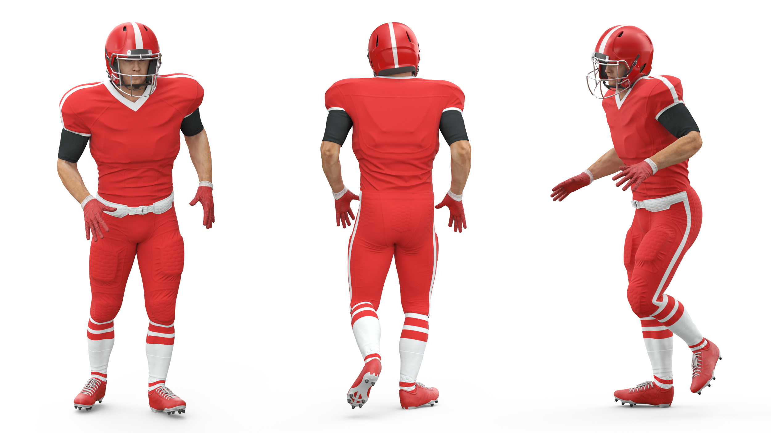 Red Uniform Football Player Rigged 3D model