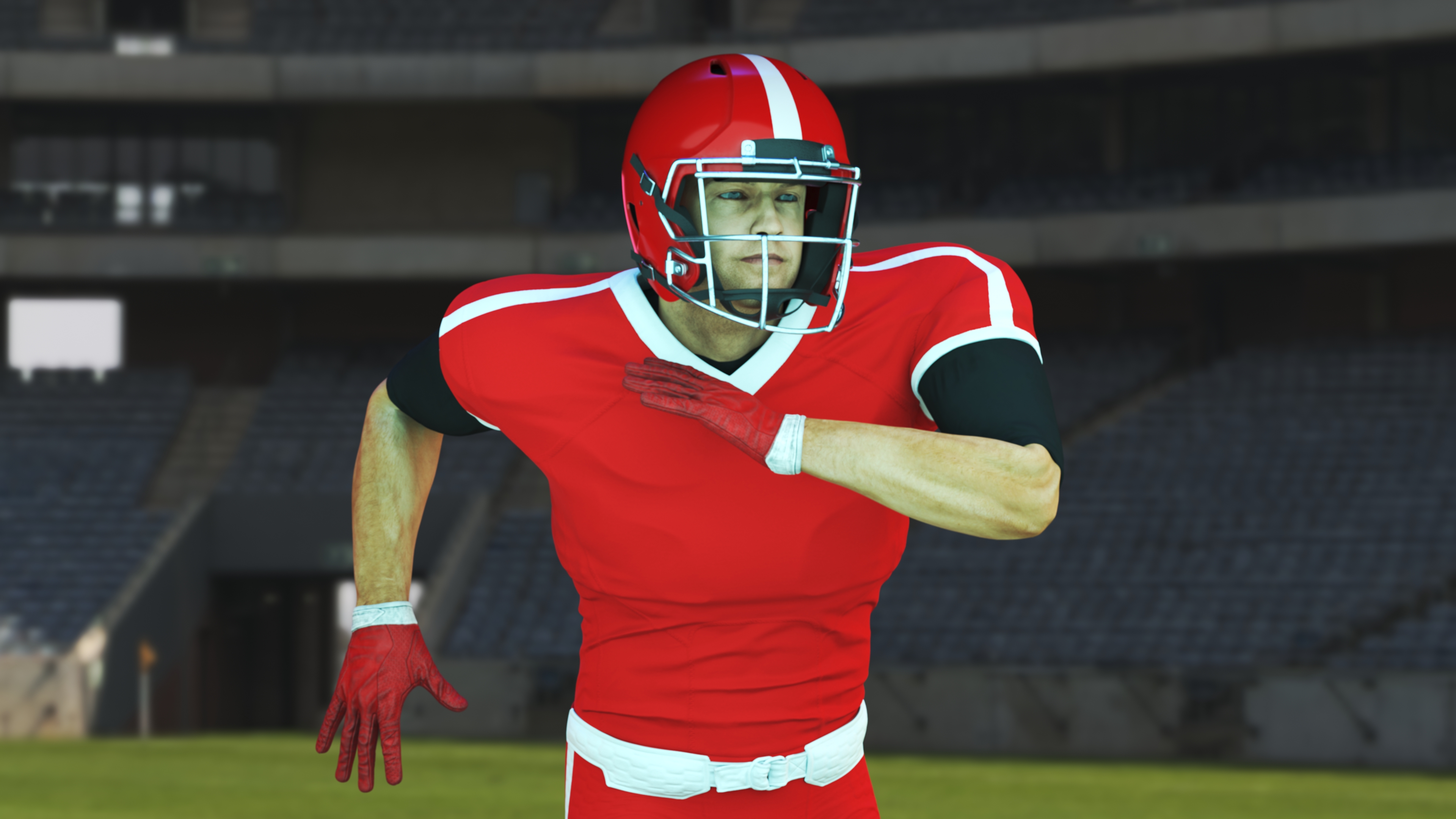 Red Uniform Football Player Rigged 3D model