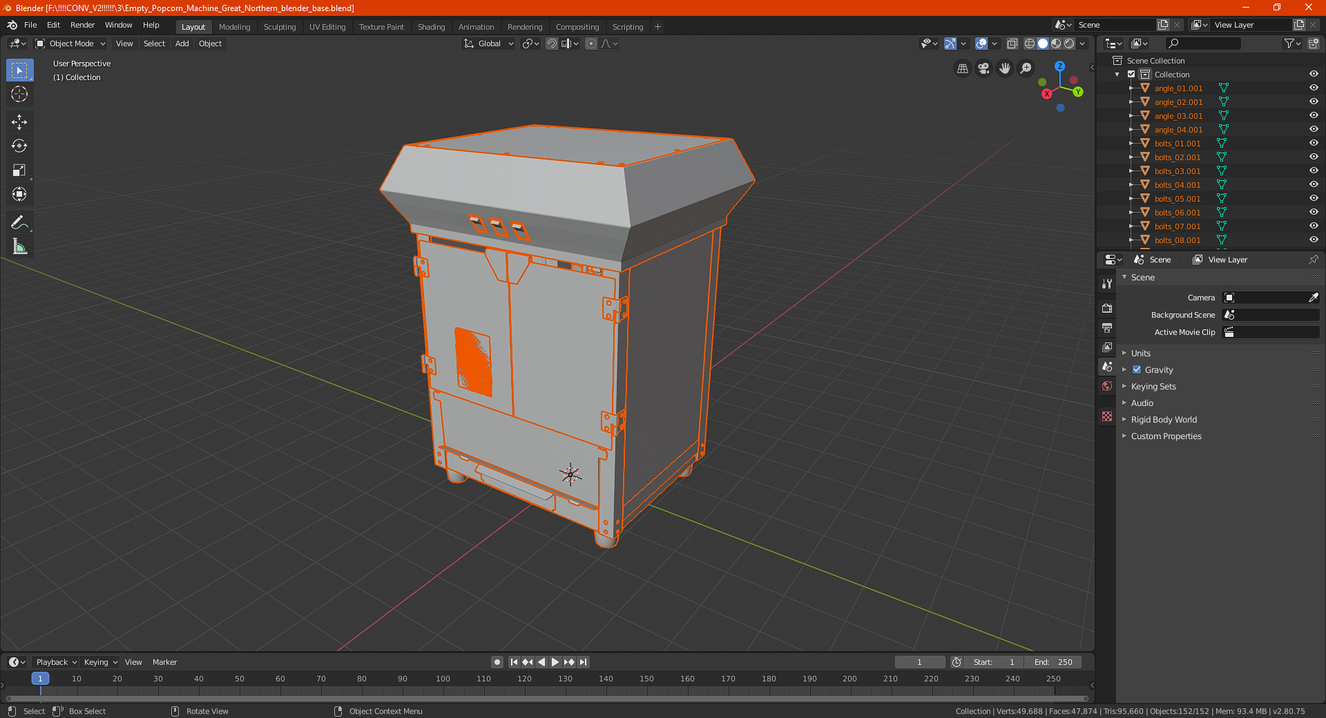 3D Empty Popcorn Machine Great Northern