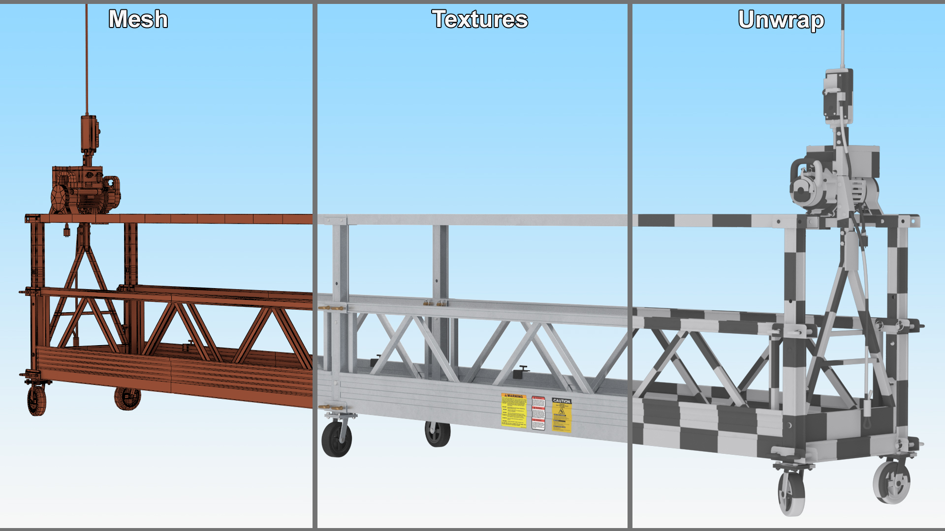 Double Window Cleaning Platform with Fastening to Roof 3D model