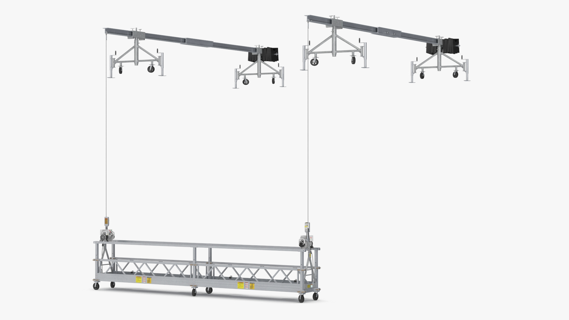 Double Window Cleaning Platform with Fastening to Roof 3D model
