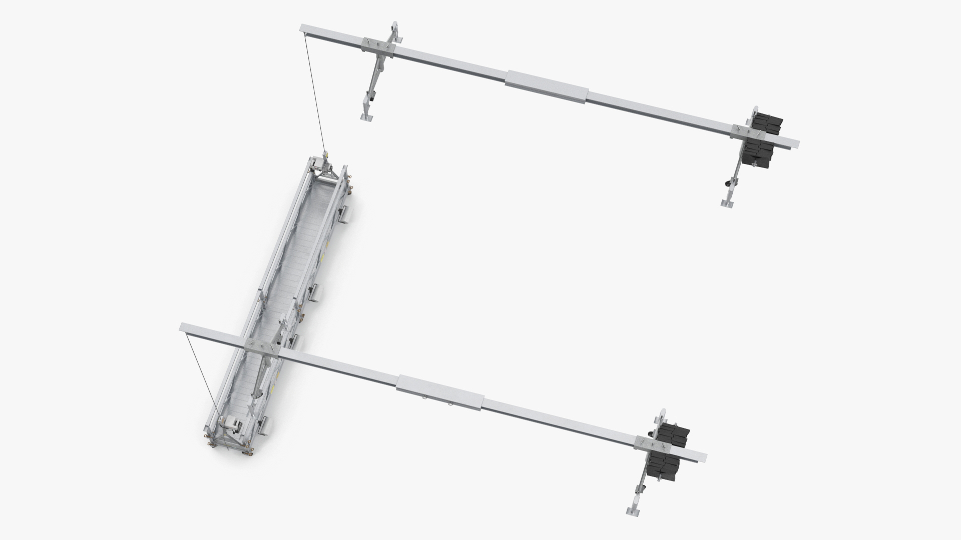 Double Window Cleaning Platform with Fastening to Roof 3D model