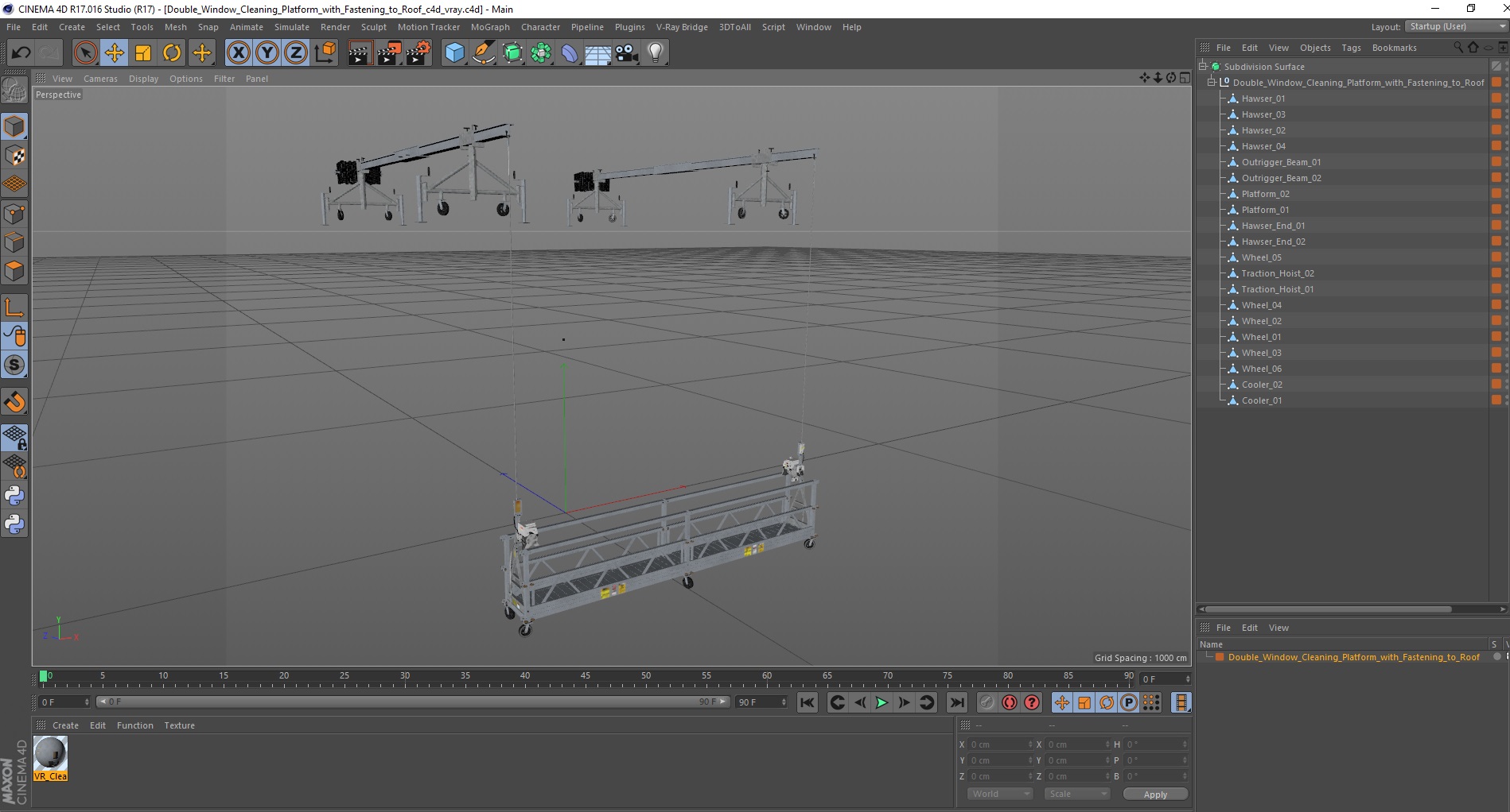 Double Window Cleaning Platform with Fastening to Roof 3D model
