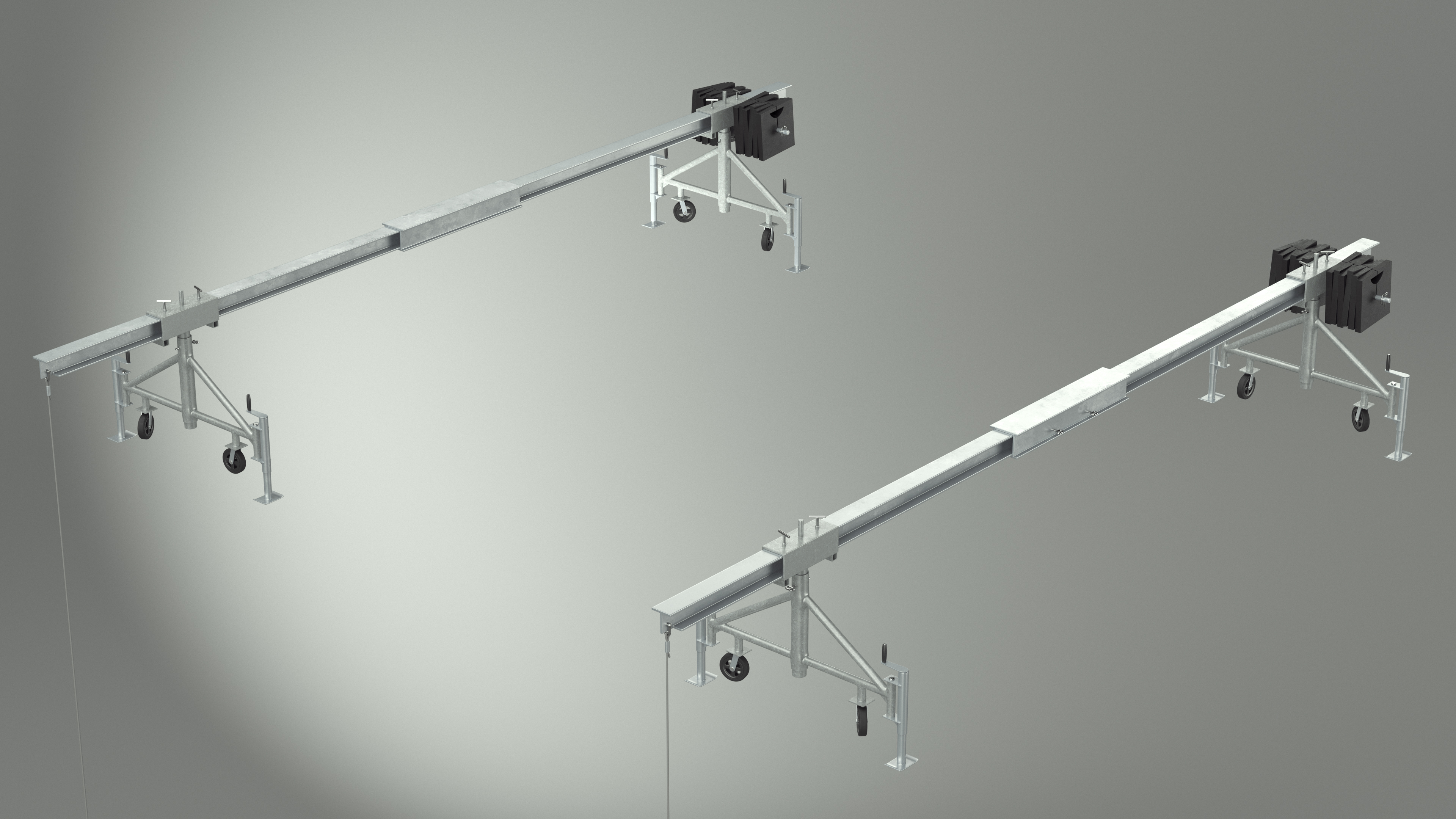 Double Window Cleaning Platform with Fastening to Roof 3D model