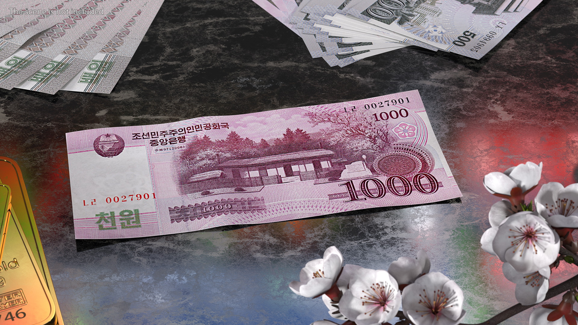 North Korea 1000 Won Banknote 3D model