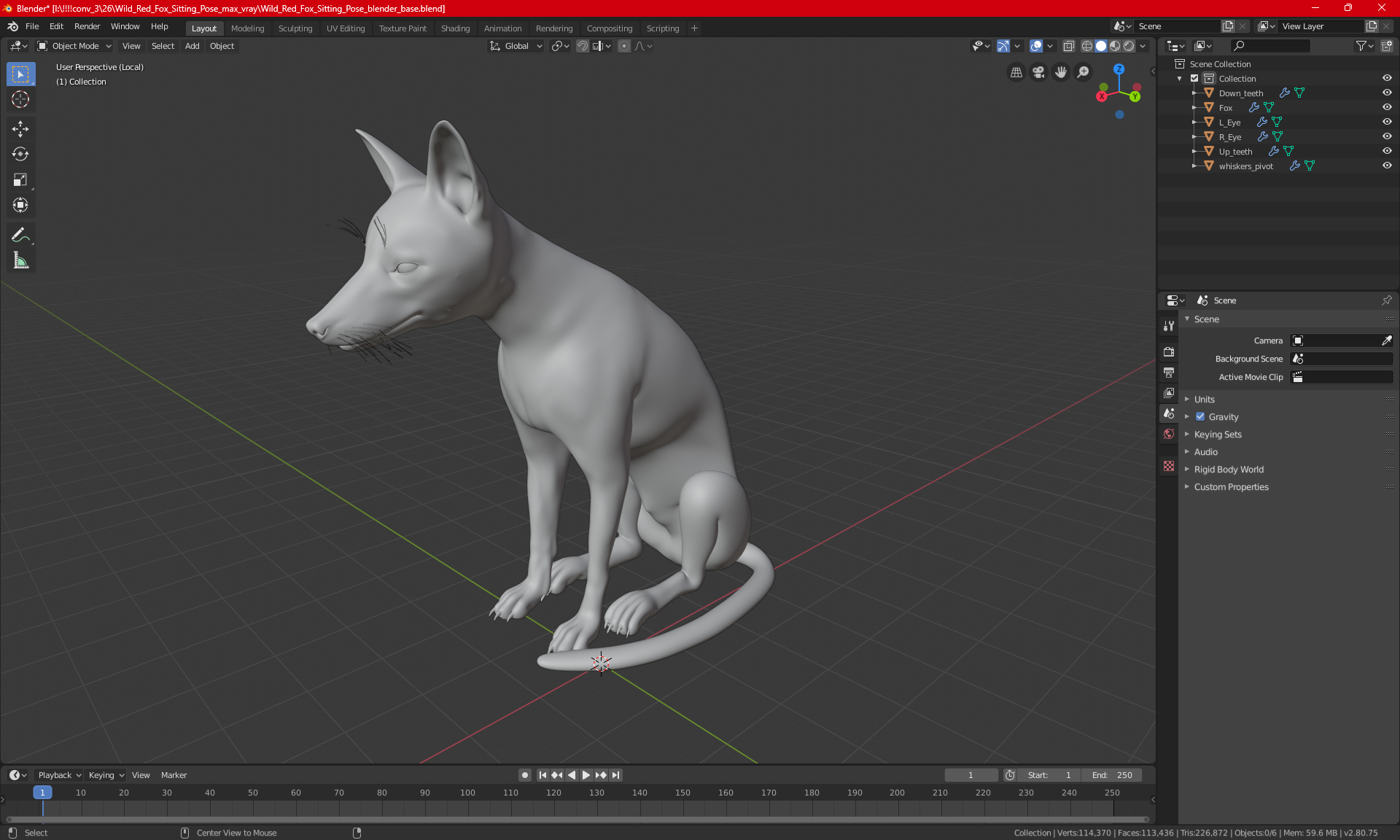 3D model Wild Red Fox Sitting Pose