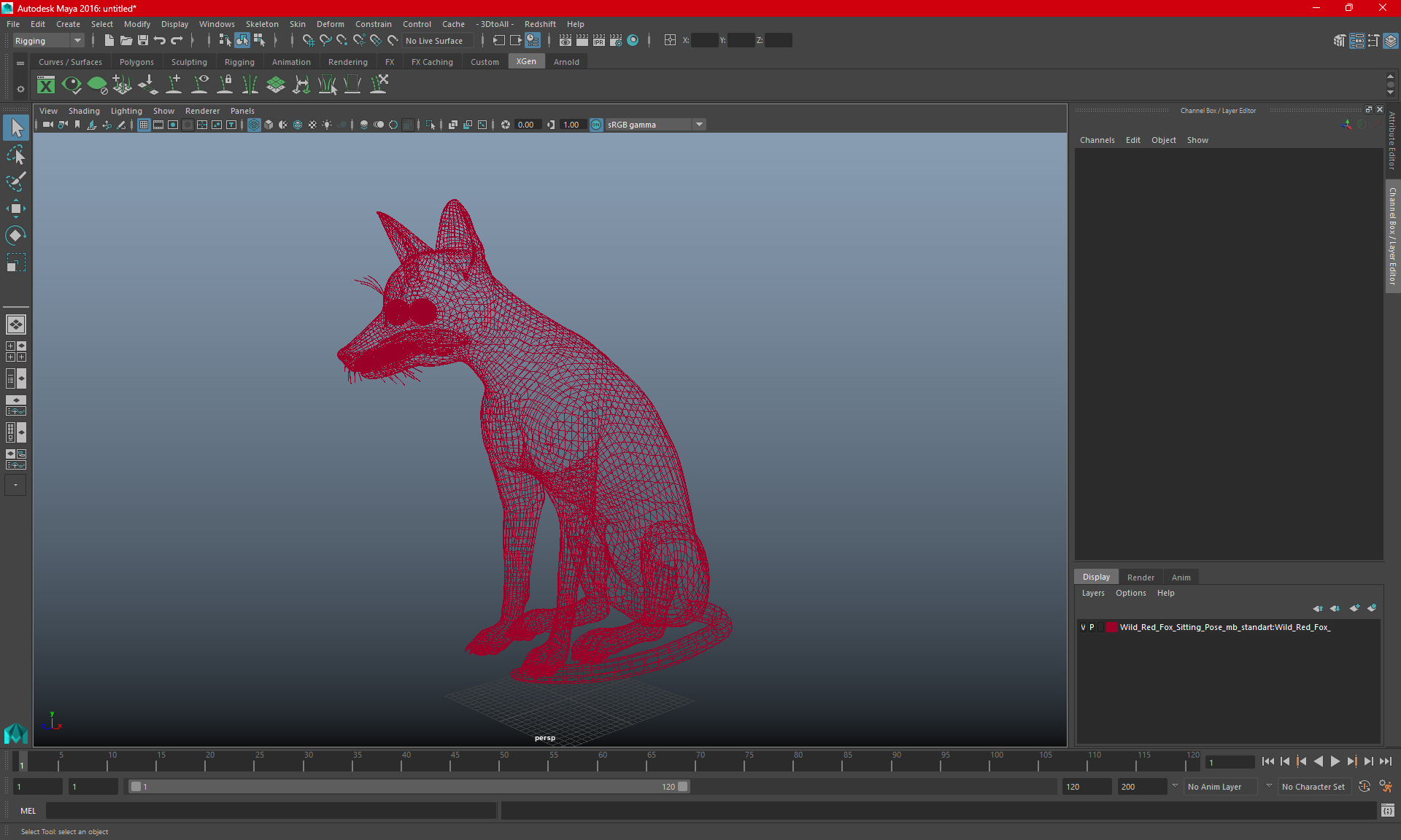3D model Wild Red Fox Sitting Pose