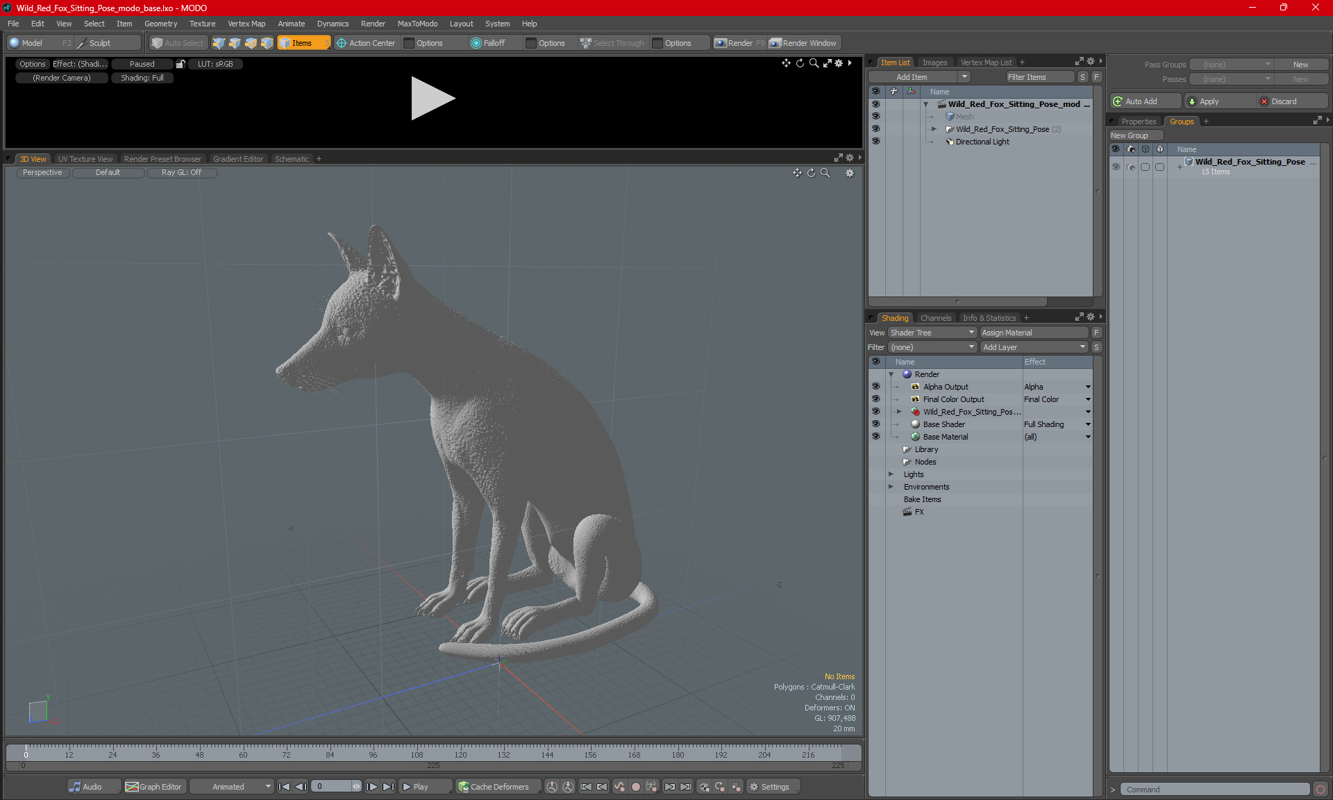 3D model Wild Red Fox Sitting Pose
