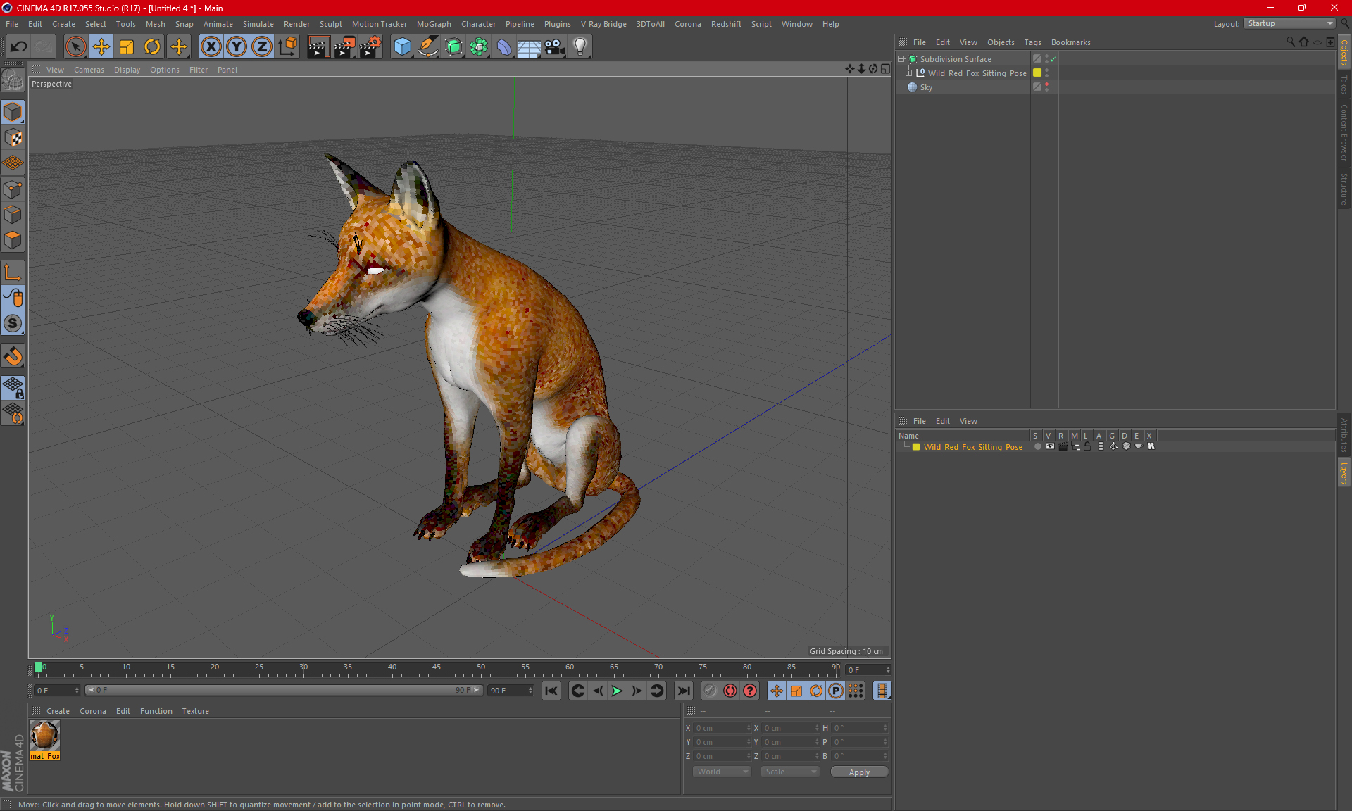3D model Wild Red Fox Sitting Pose