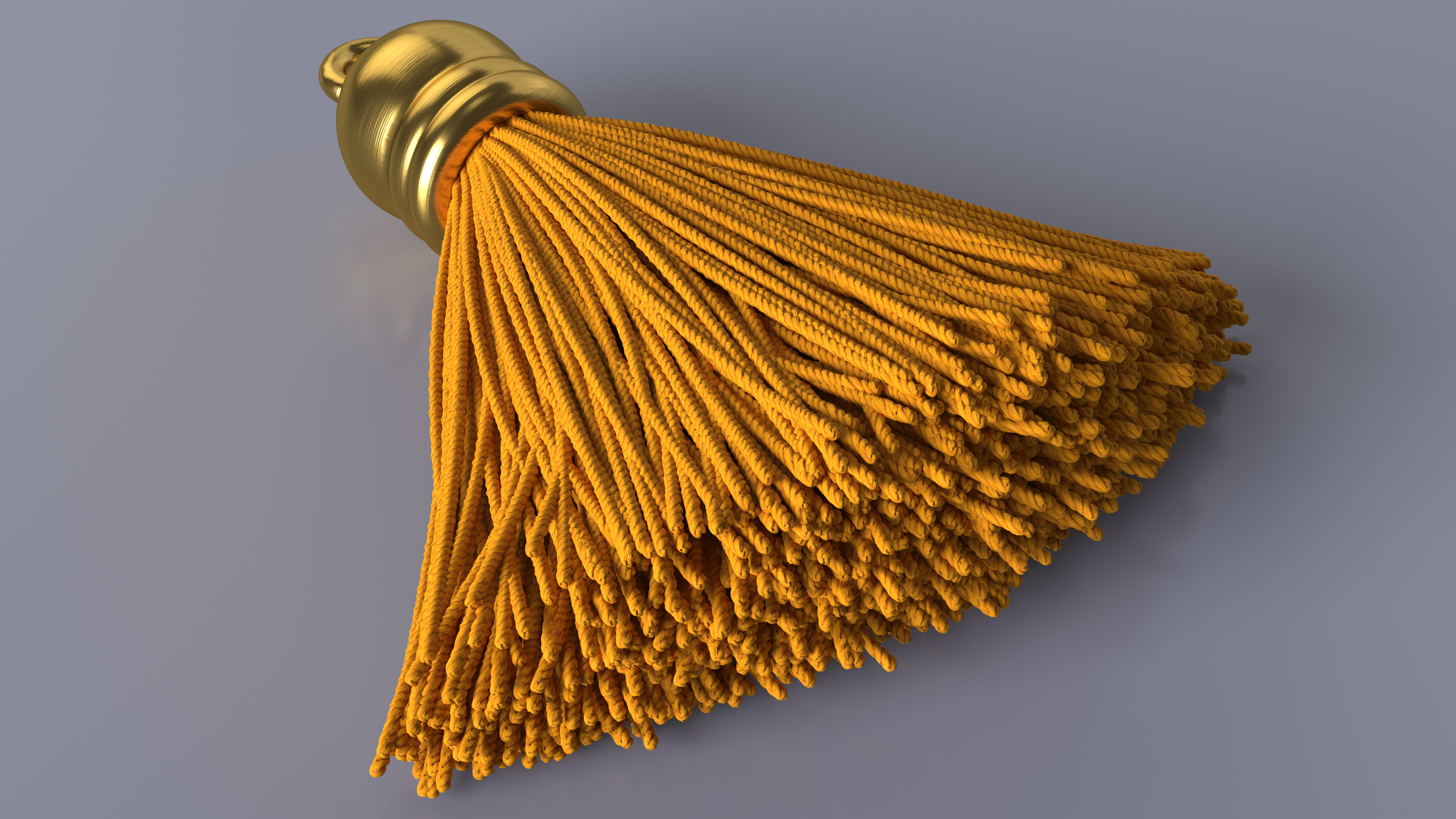 Gold Cap Yellow Yarn Tassel 3D