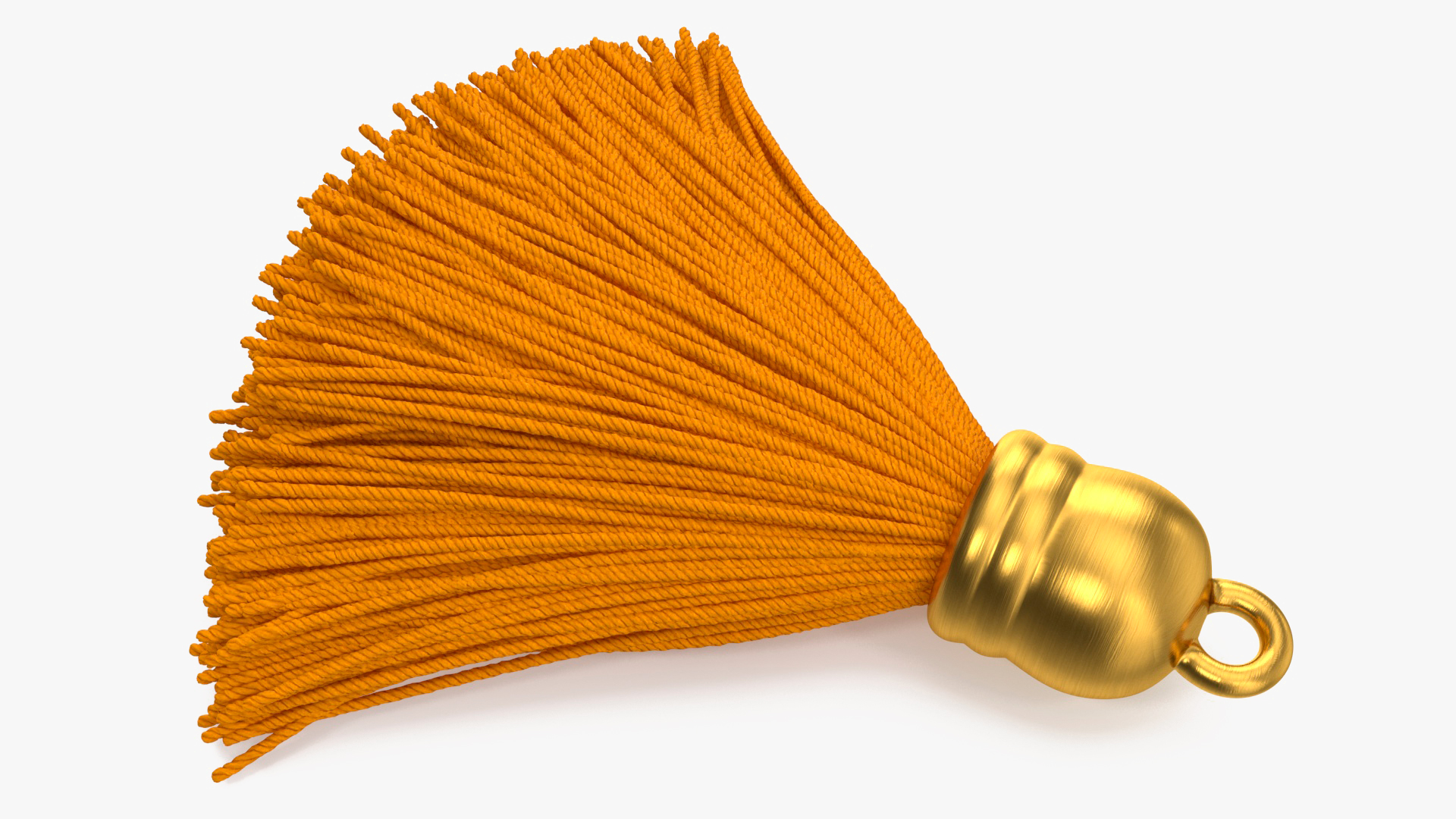 Gold Cap Yellow Yarn Tassel 3D