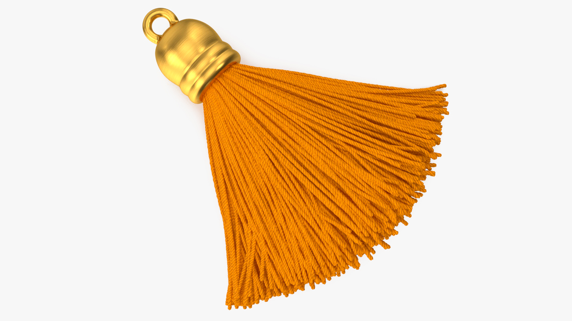 Gold Cap Yellow Yarn Tassel 3D