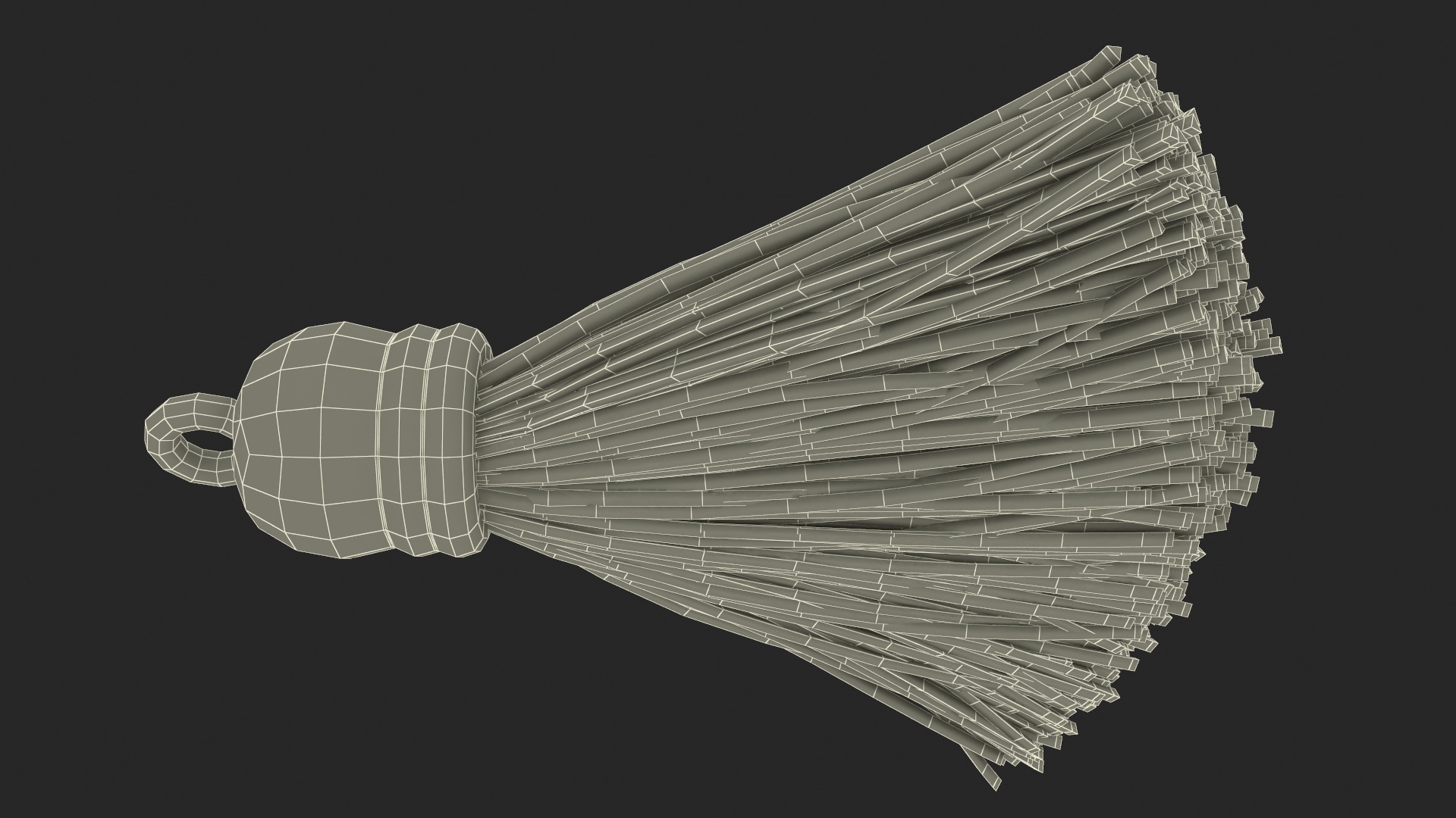 Gold Cap Yellow Yarn Tassel 3D