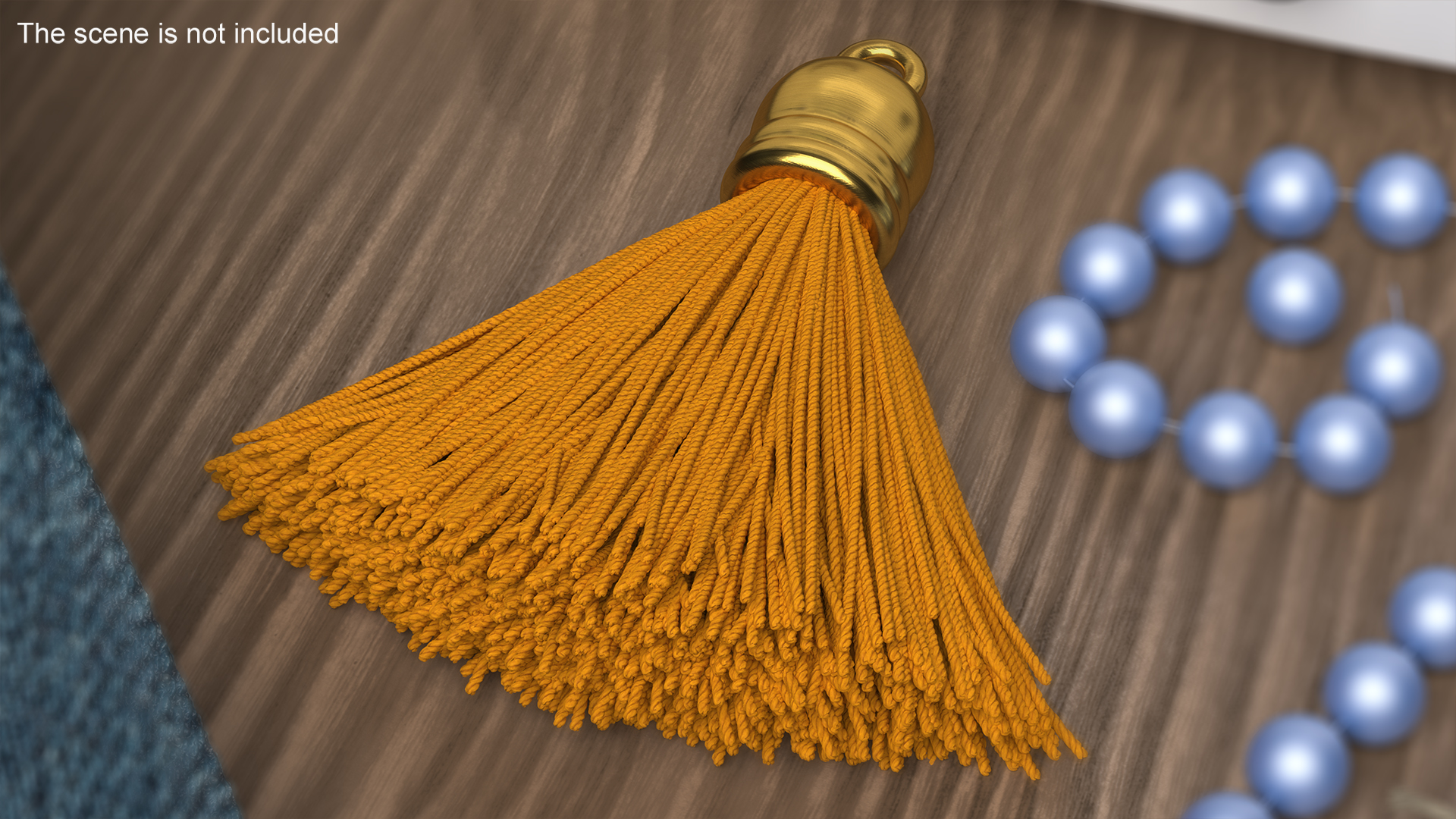 Gold Cap Yellow Yarn Tassel 3D