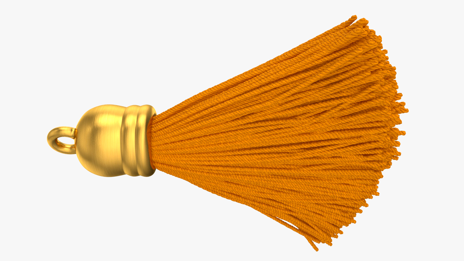 Gold Cap Yellow Yarn Tassel 3D