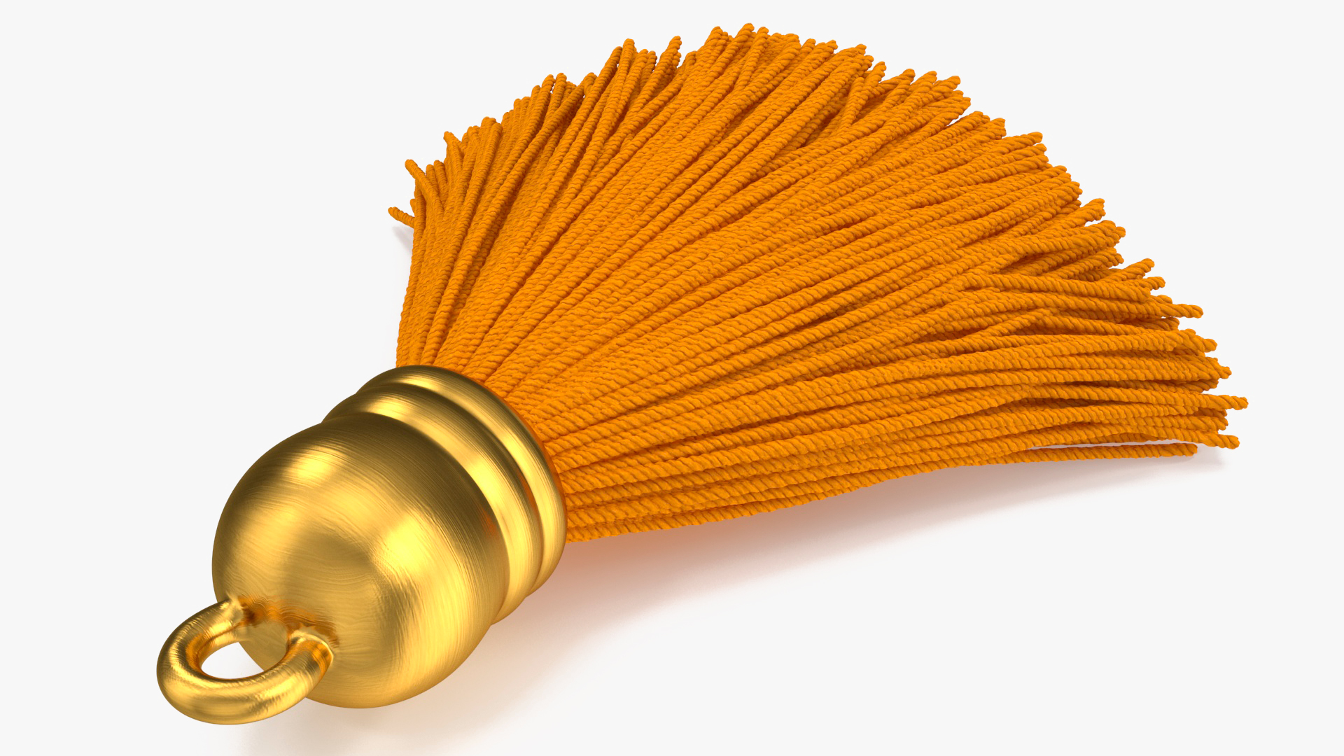 Gold Cap Yellow Yarn Tassel 3D