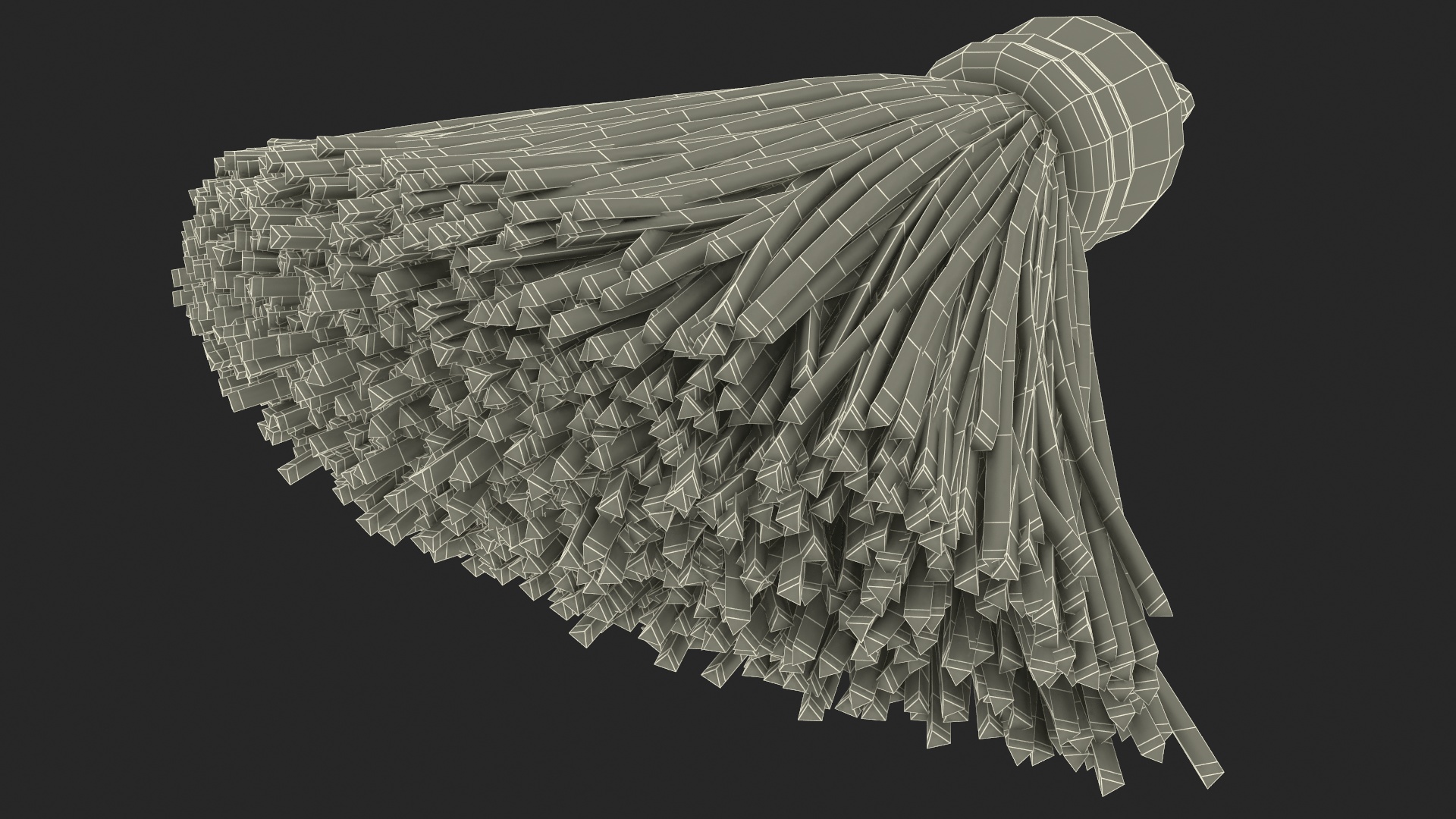 Gold Cap Yellow Yarn Tassel 3D