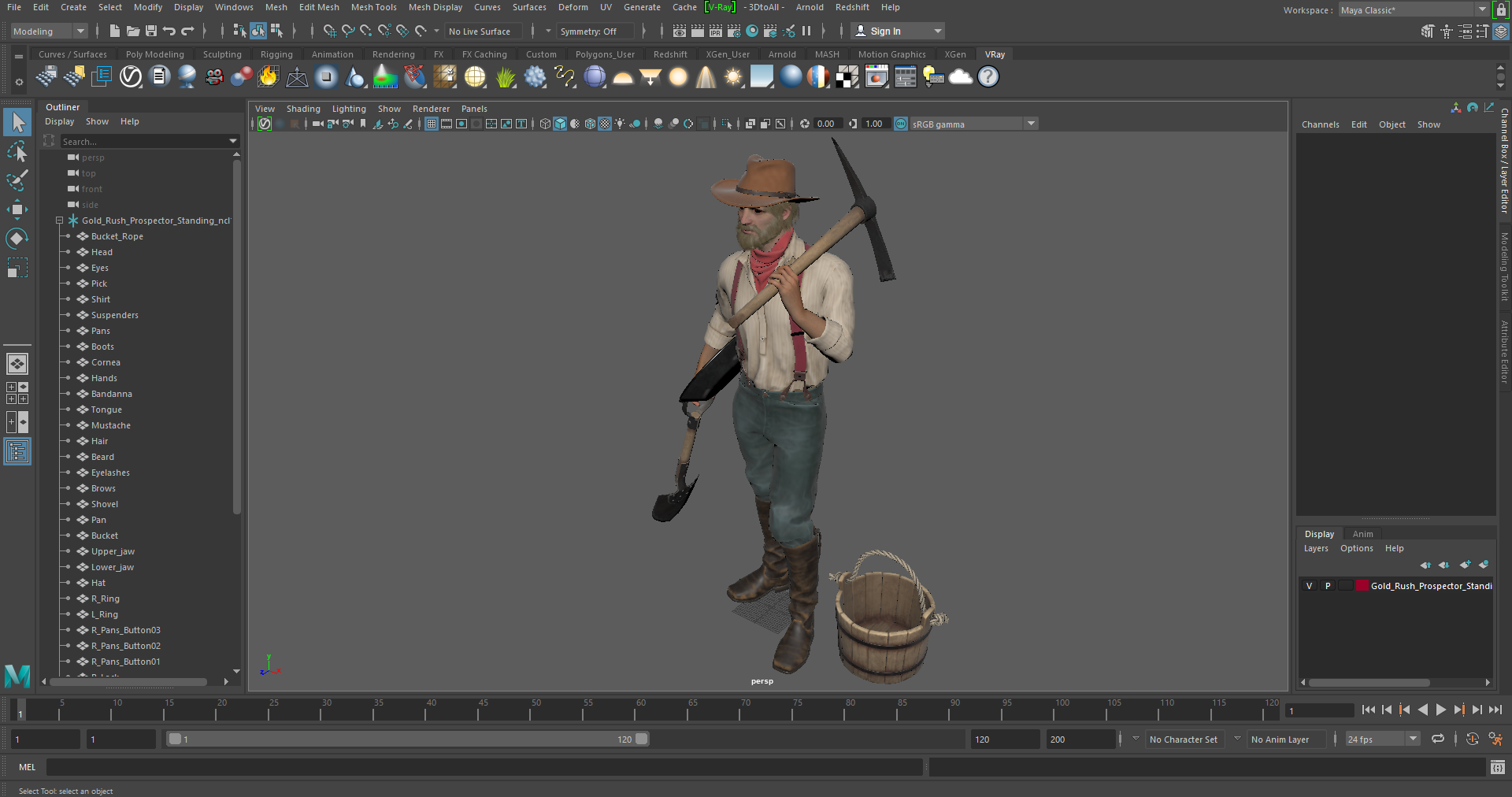 Gold Rush Prospector Standing 3D model