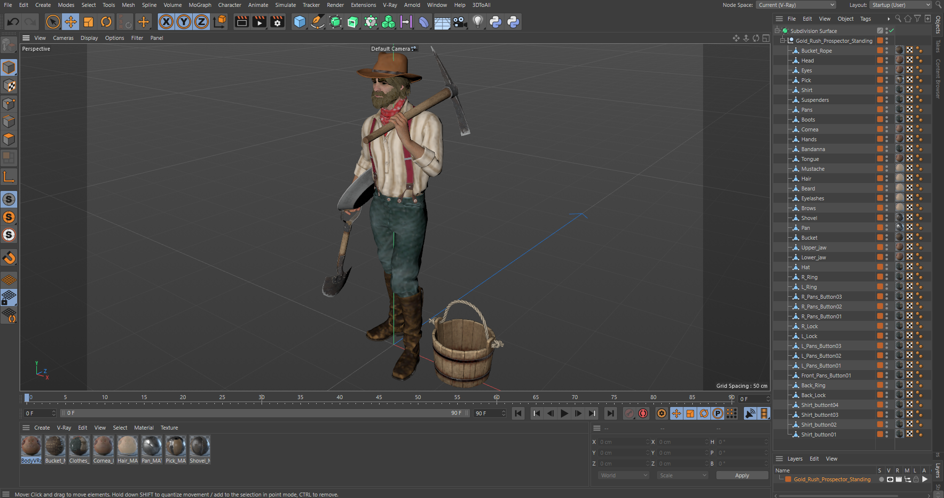 Gold Rush Prospector Standing 3D model