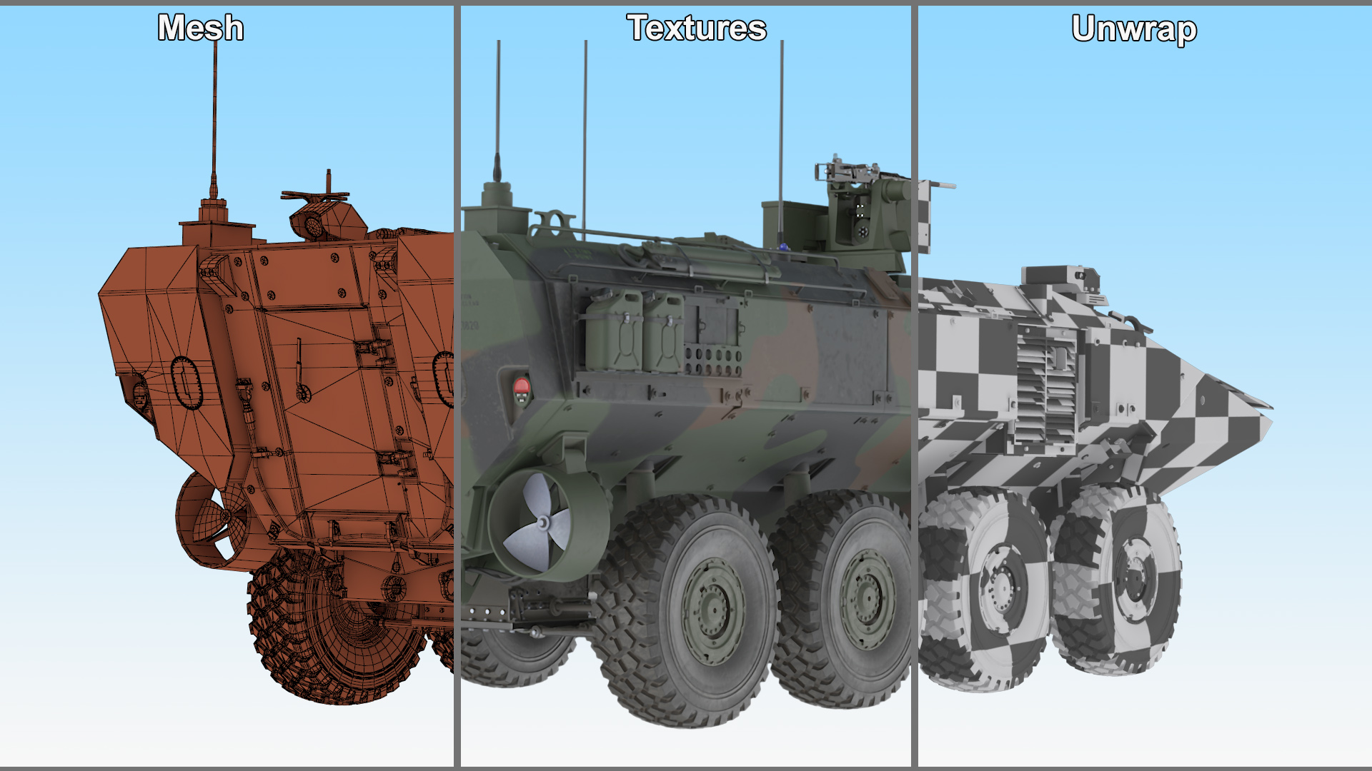 US Amphibious Combat Vehicle ACV Rigged 3D model