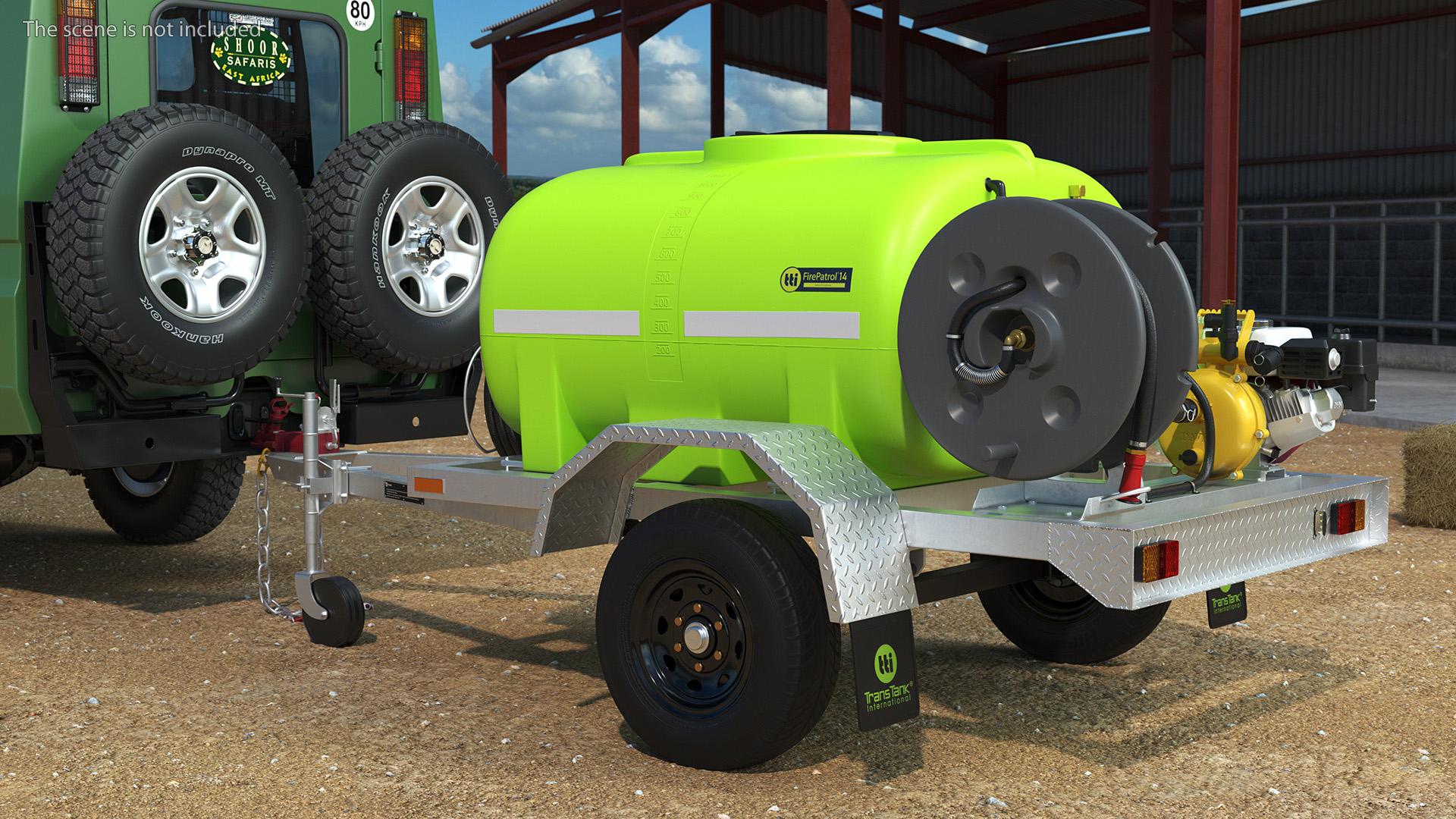 Toyota SUV with Fire Fighting Trailer 3D