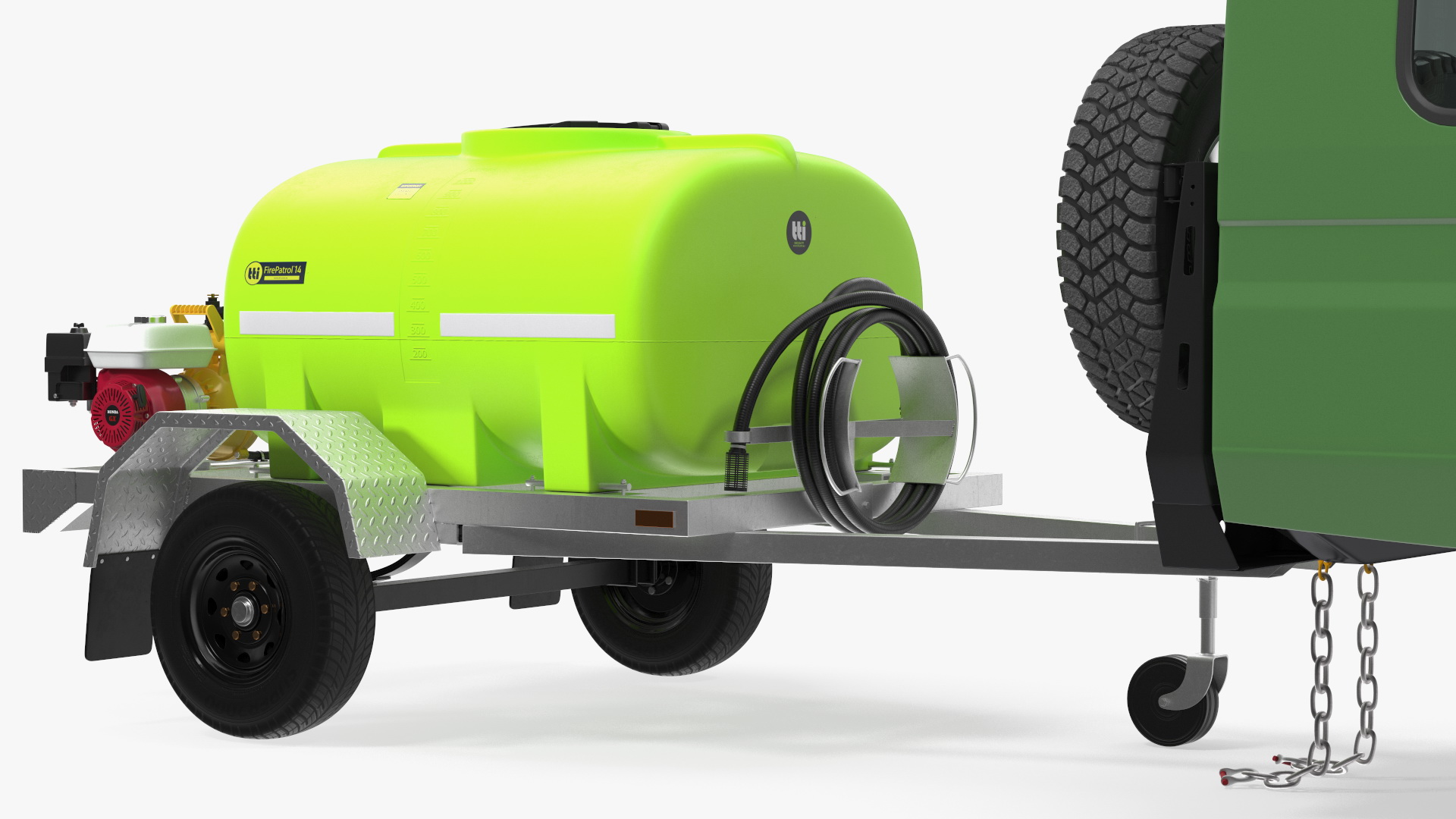 Toyota SUV with Fire Fighting Trailer 3D