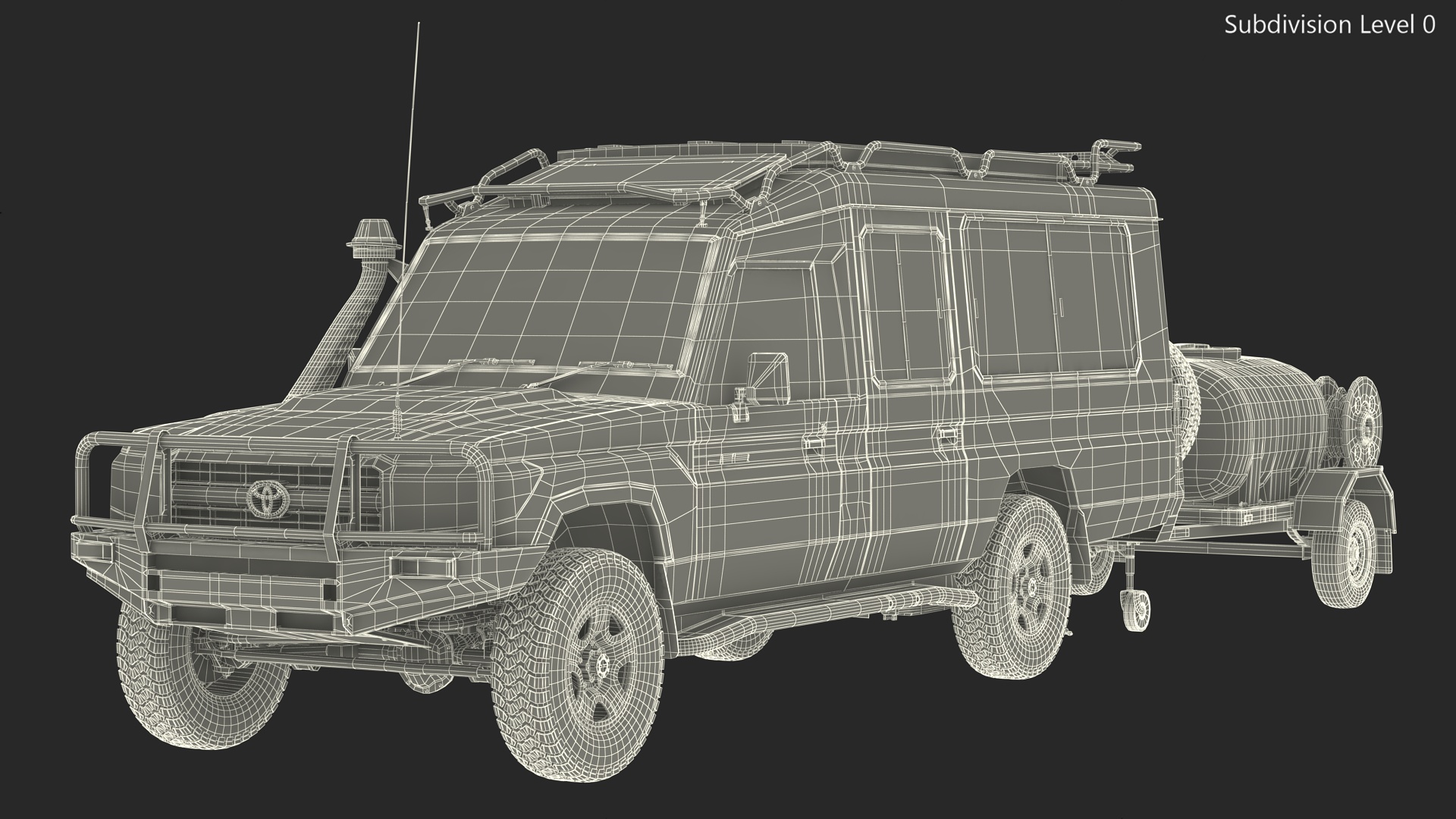 Toyota SUV with Fire Fighting Trailer 3D