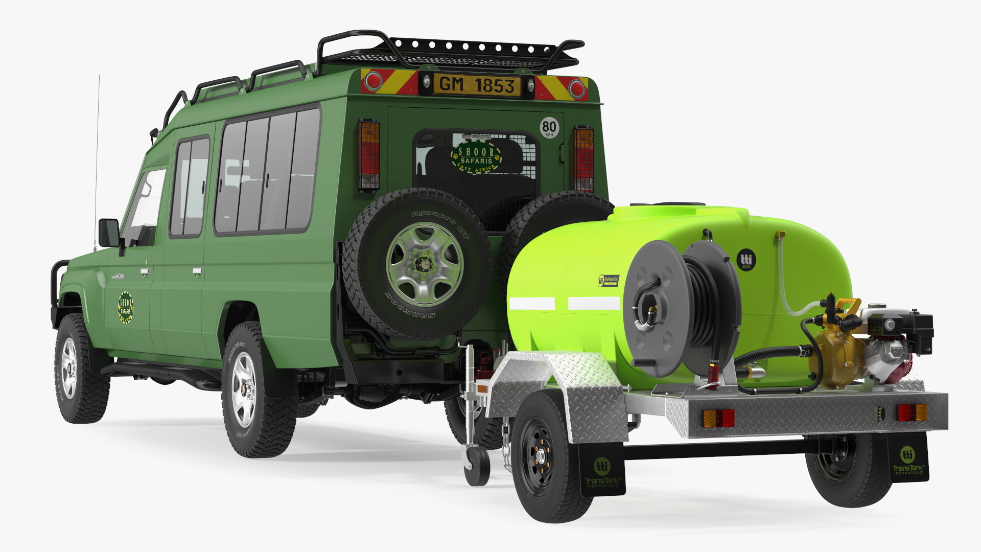 Toyota SUV with Fire Fighting Trailer 3D