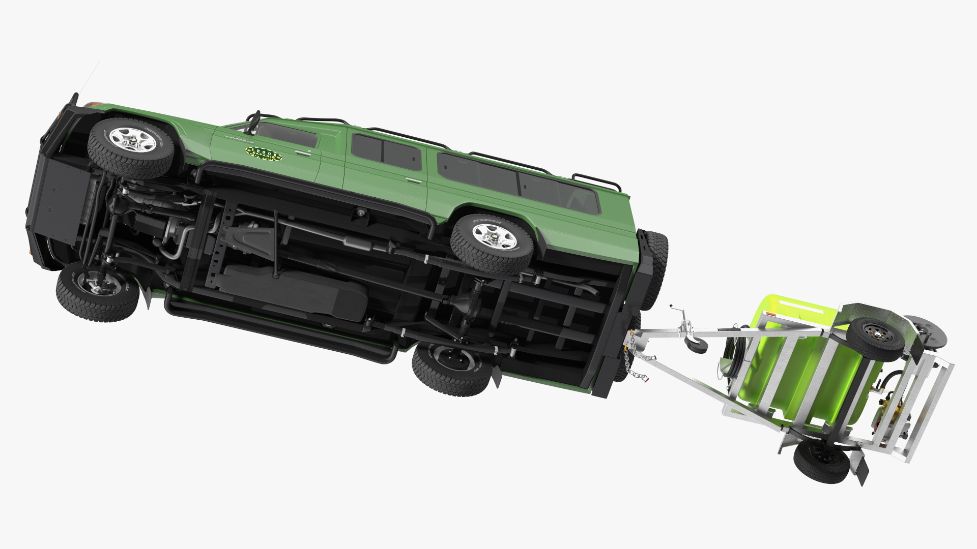Toyota SUV with Fire Fighting Trailer 3D