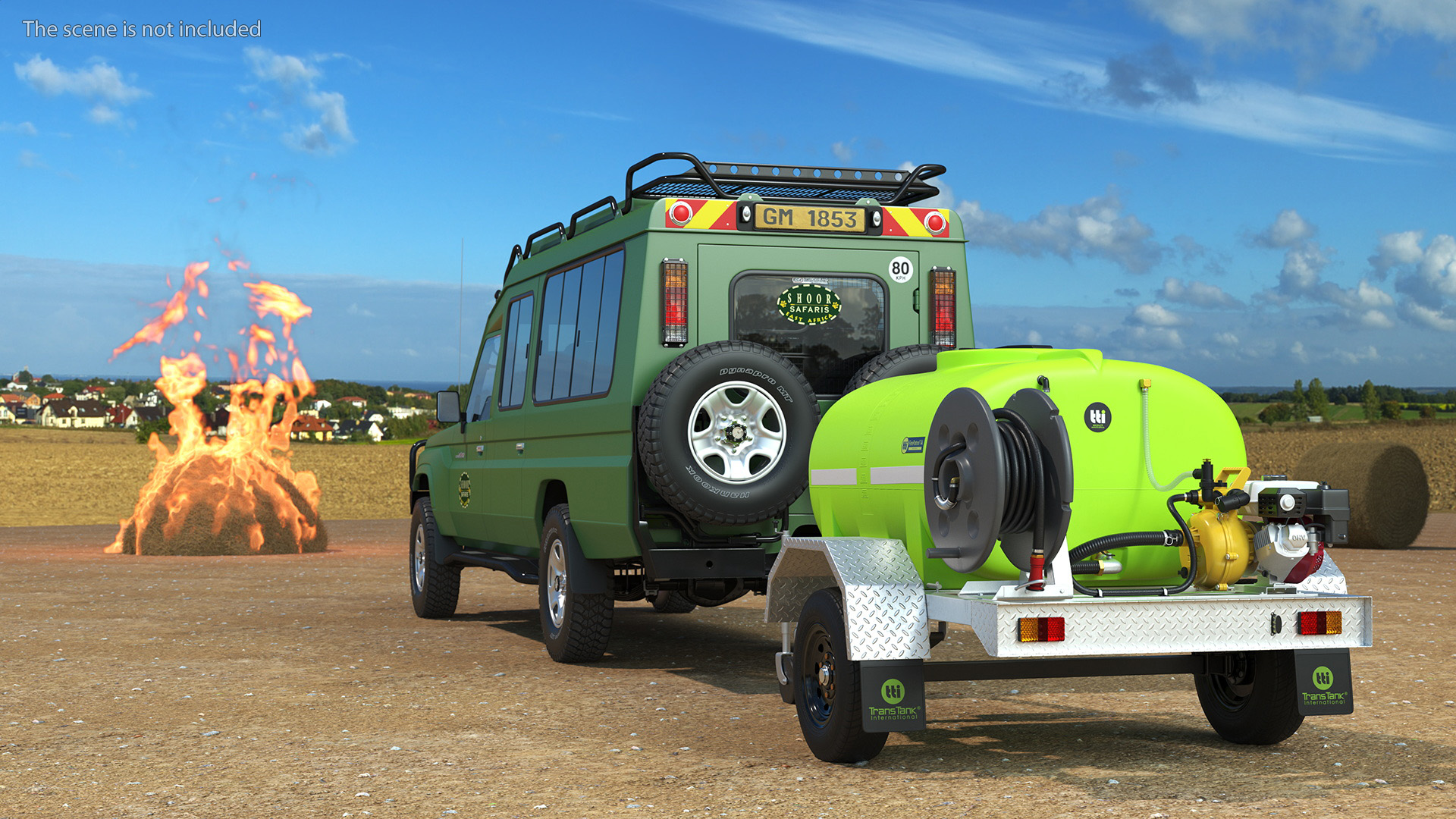 Toyota SUV with Fire Fighting Trailer 3D