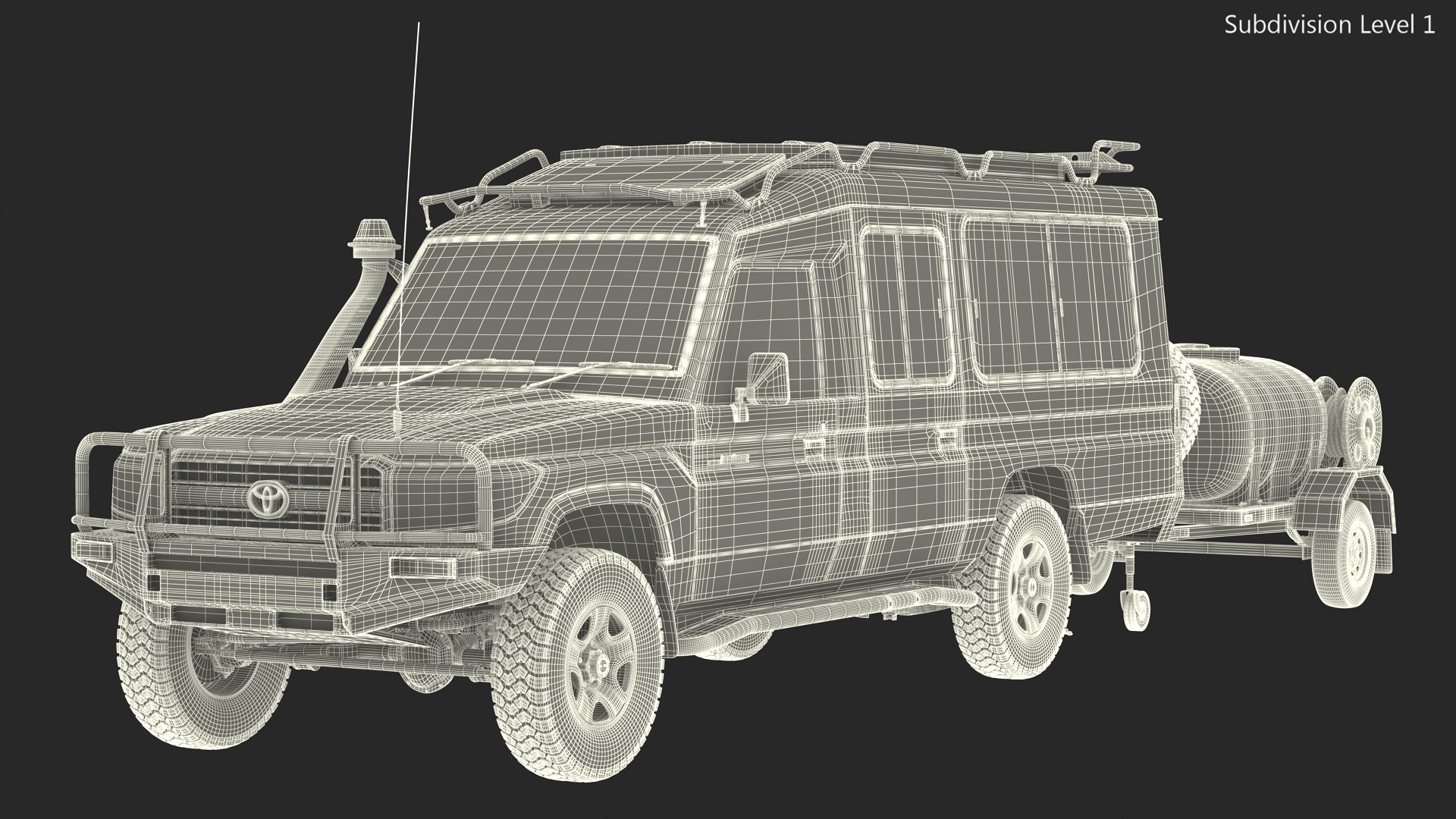 Toyota SUV with Fire Fighting Trailer 3D