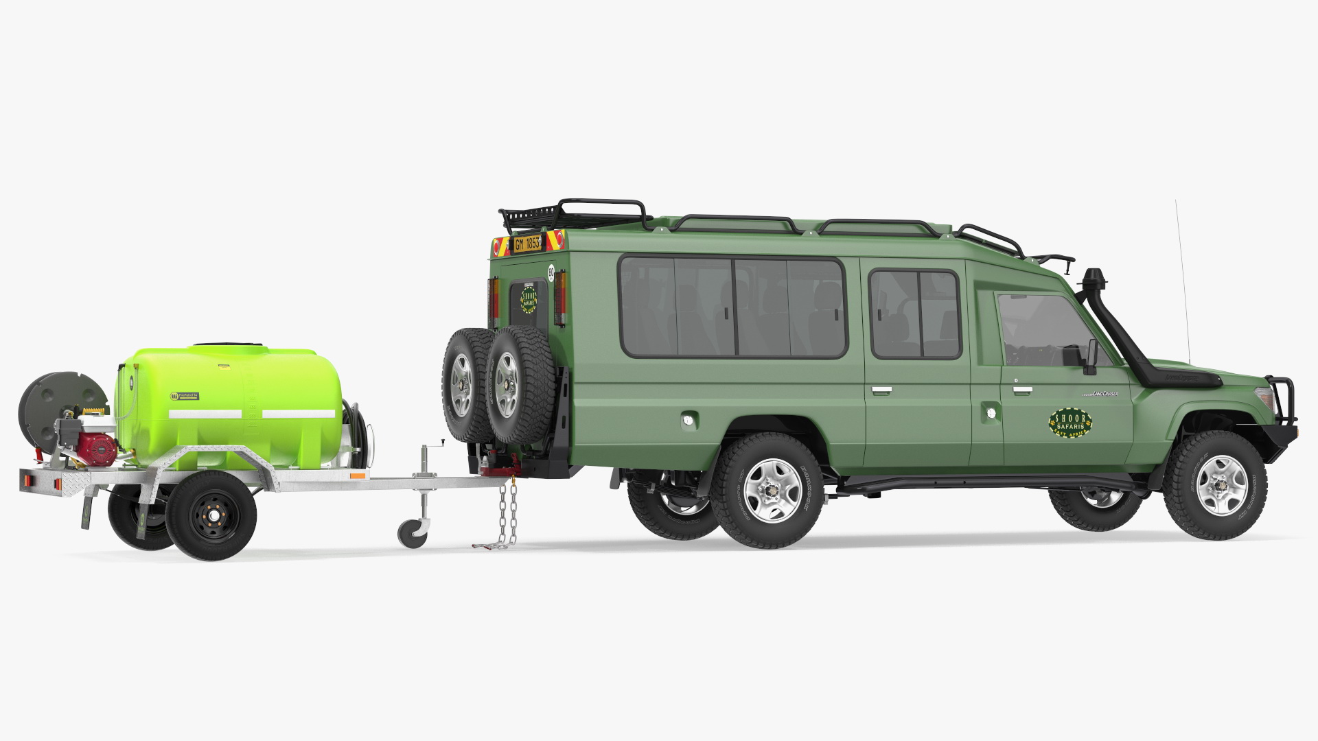 Toyota SUV with Fire Fighting Trailer 3D