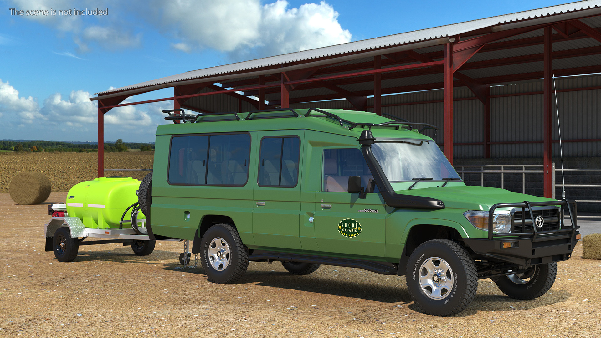 Toyota SUV with Fire Fighting Trailer 3D