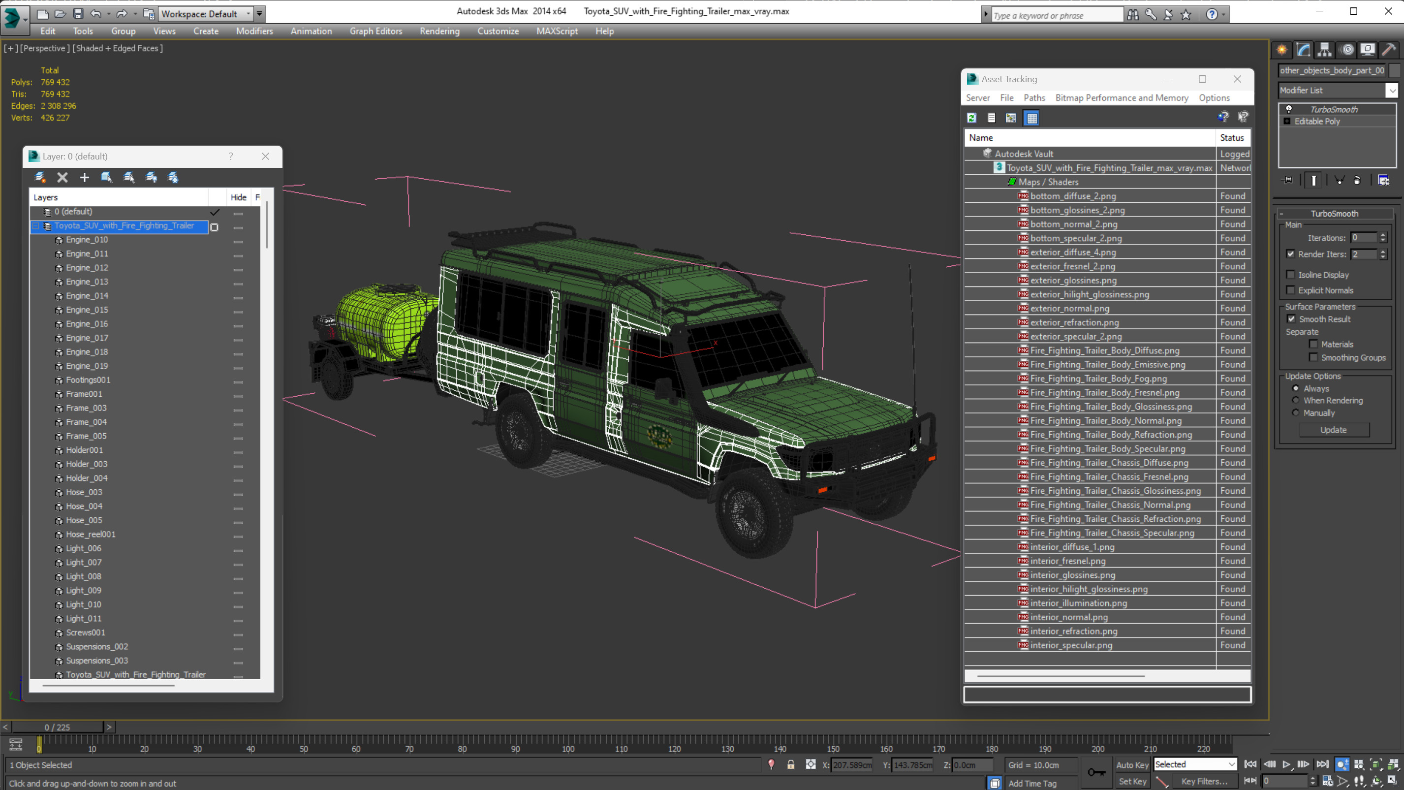 Toyota SUV with Fire Fighting Trailer 3D
